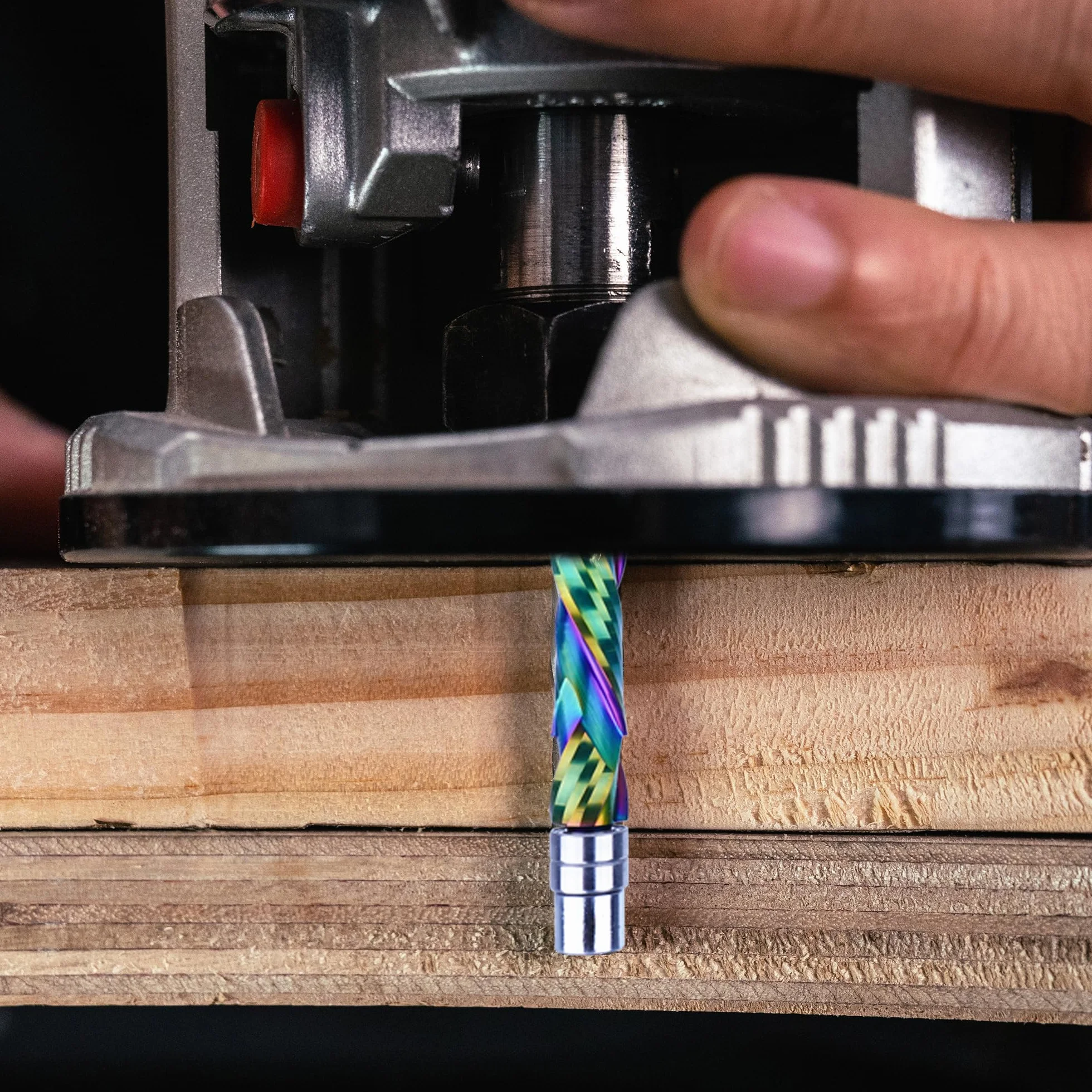 SpeTool Fresa a filo 8 mm, codolo extra lungo, per fresa superiore UpDown di compressione, lunghezza di taglio 45 mm, rivestimento DLC VHM, fresa elicoidale, doppio cuscinetto a sfera, inferiore per