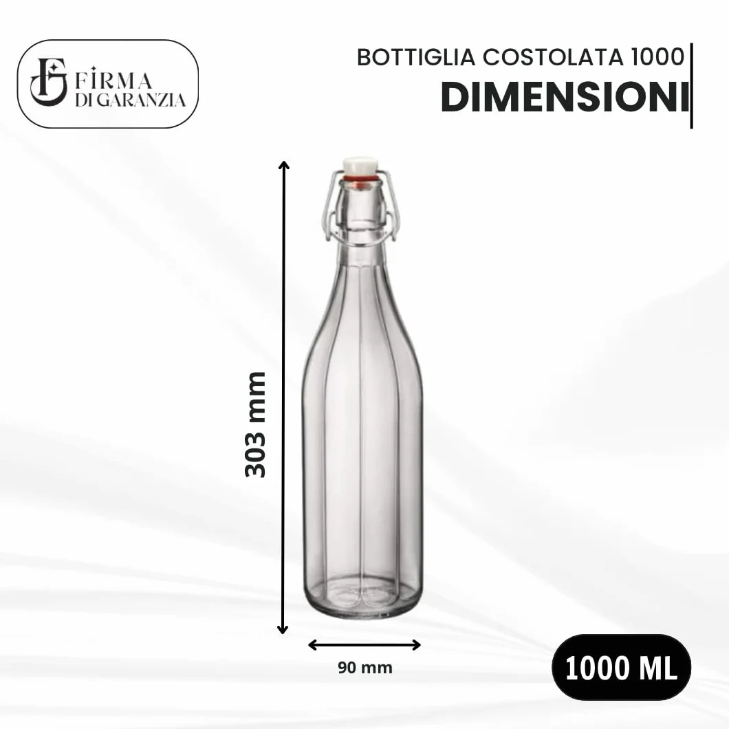Bottiglie Vetro 1 L con Portabottiglie Plastica Blu Cobalto - Set 6 Pezzi per Acqua Vino Limoncello