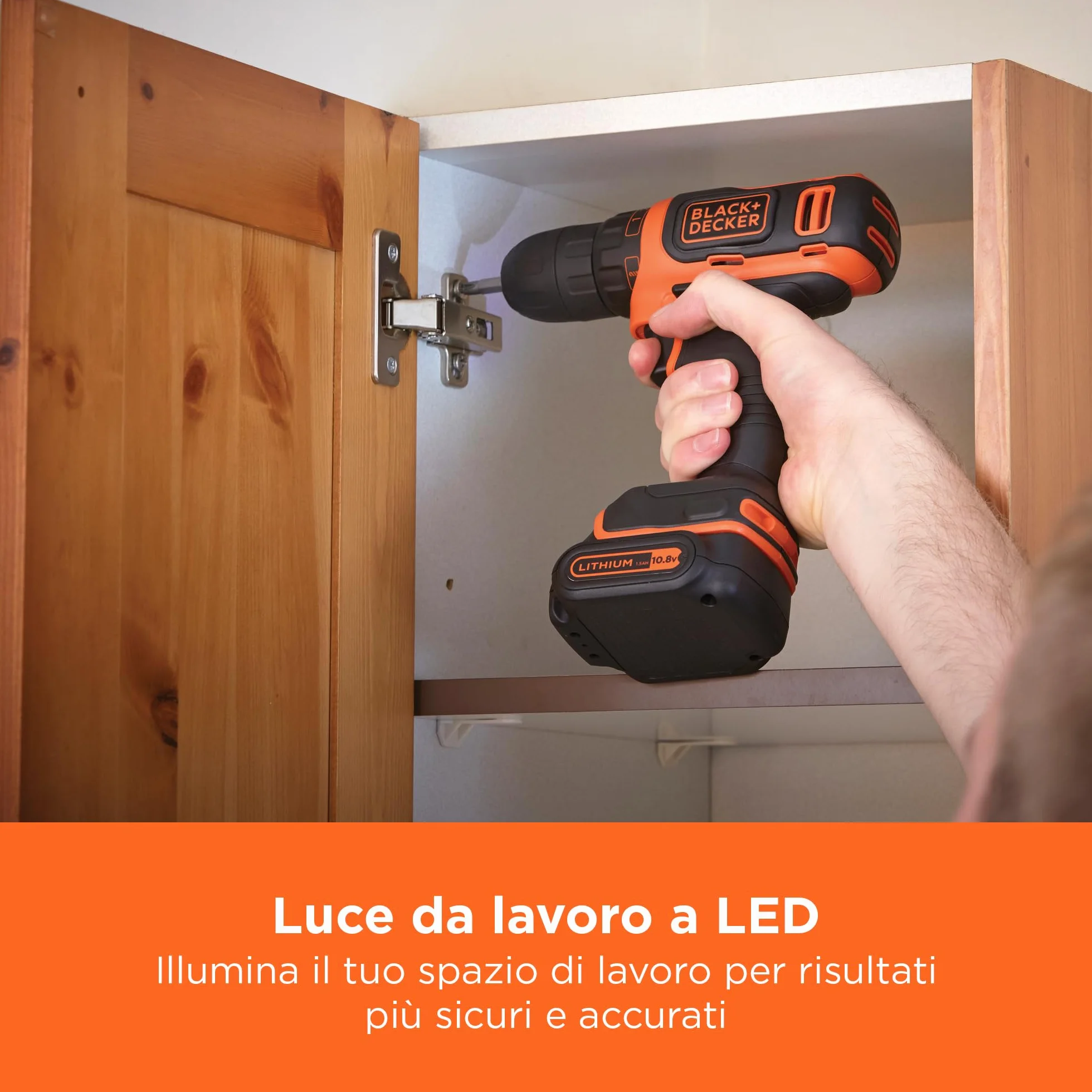 BLACK+DECKER 10,8V Trapano avvitatore a batteria ultra compatto con batteria da 1,5Ah e caricatore da 400mA, BDCDD12-QW