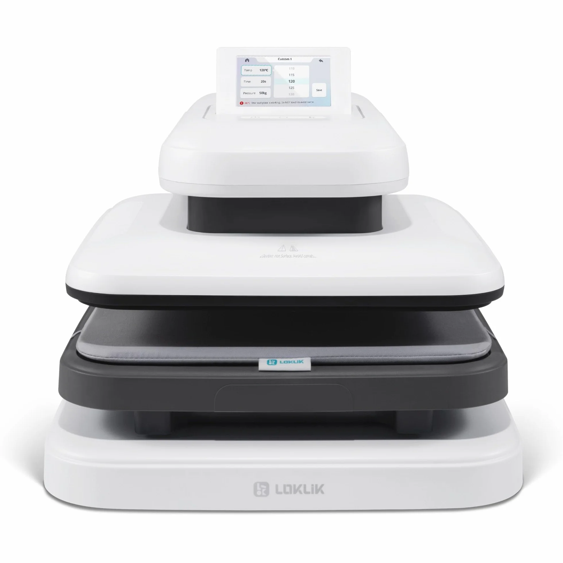 LOKLiK ImPress Auto 2 Smart - Pressa automatica per personalizzare magliette, felpe, coperte, asciugamani, borse, sacchetti e altri tessuti - Pressa a caldo per pellicole DTF e sublimazion (bianca)