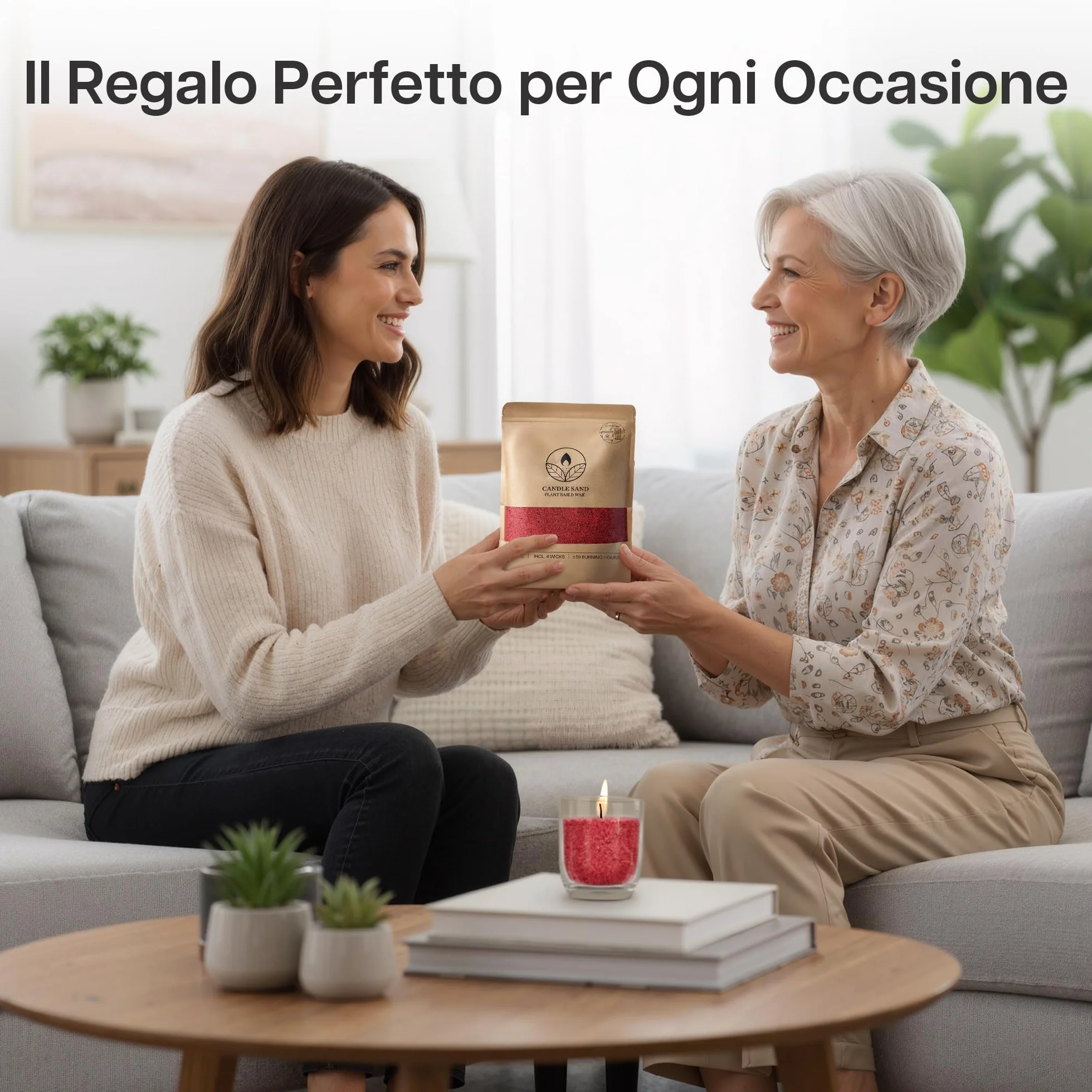 comforder Sabbia per candela con profumo e stoppino, aroma, granulato di cera per candele, set fai da te, 400 g, granuli, 4 stoppini per candele (marrone rosso, ambra)