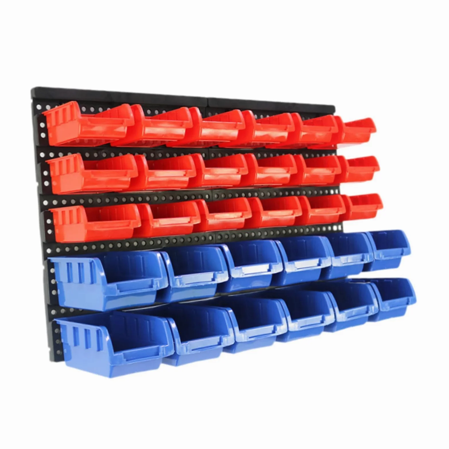 30 Scatole Portaoggetti con Pannello Forato, Scaffale per Componenti Facilmente Accessibile, Organizer per Utensili, Forniture per Ufficio, Garage, Rosso Blu