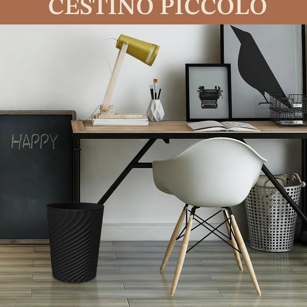 3 Pezzi Cestino Piccolo, Cestino per la Carta in Plastica, Pattumiera per Ufficio, Senza Coperchio, Pattumiera per Cucina, Cameretta dei Bambini, Camera da Letto, Soggiorno (Nero)