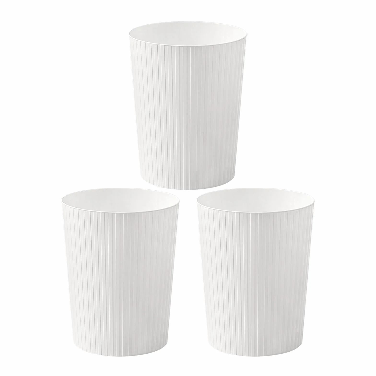 Cetomo 7.2L*3 Cestini per la Carta, Cestino per la Spazzatura di Plastica, Piccoli Cestini, Cestino Rotondo per Rifiuti per Cucine, Opaco, Apertura Superiore, Bianco, 7.2L (3 pezzi)
