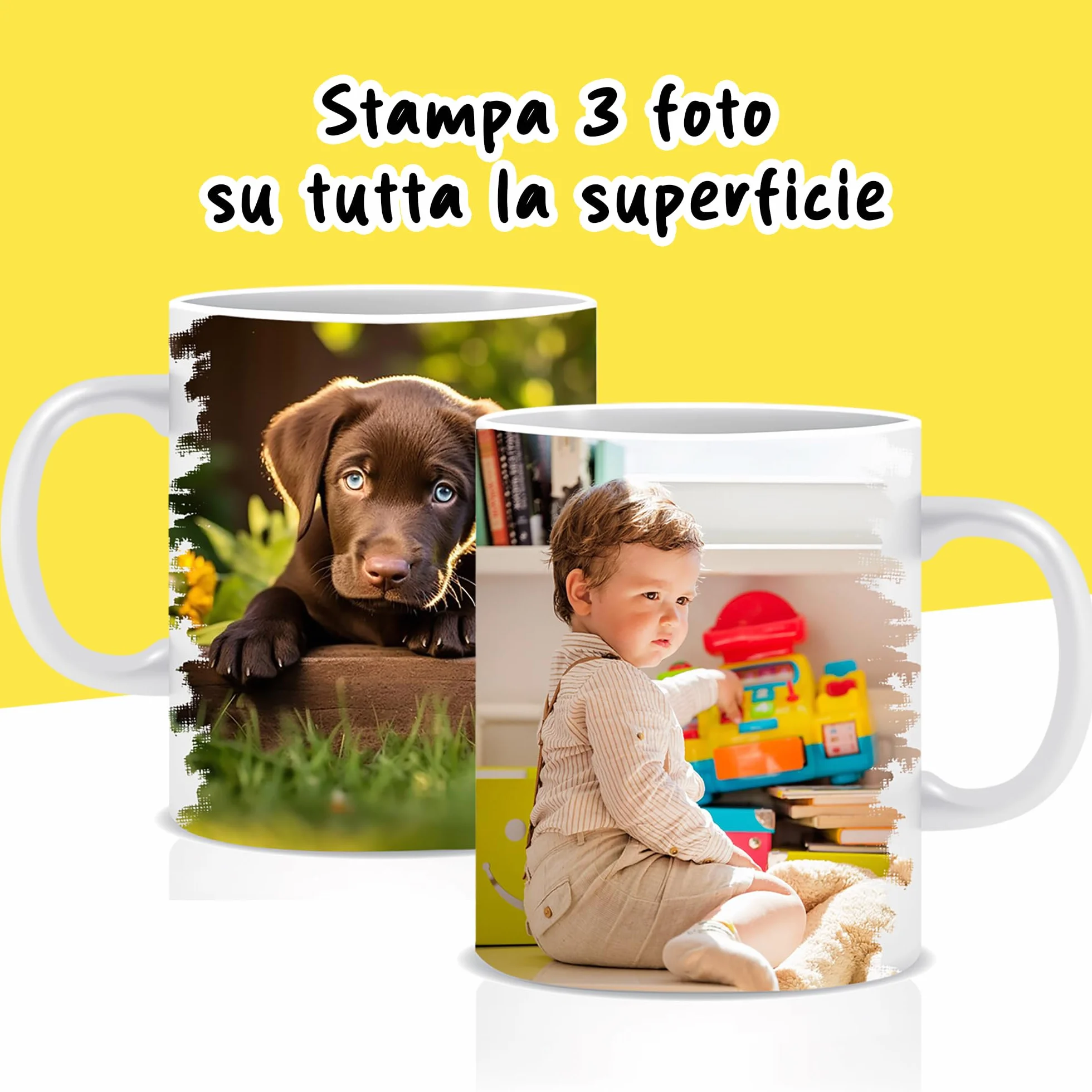 Tazza Personalizzata 325 ML Ceramica 3 Foto Made in Italy Idea Regalo Compleanno