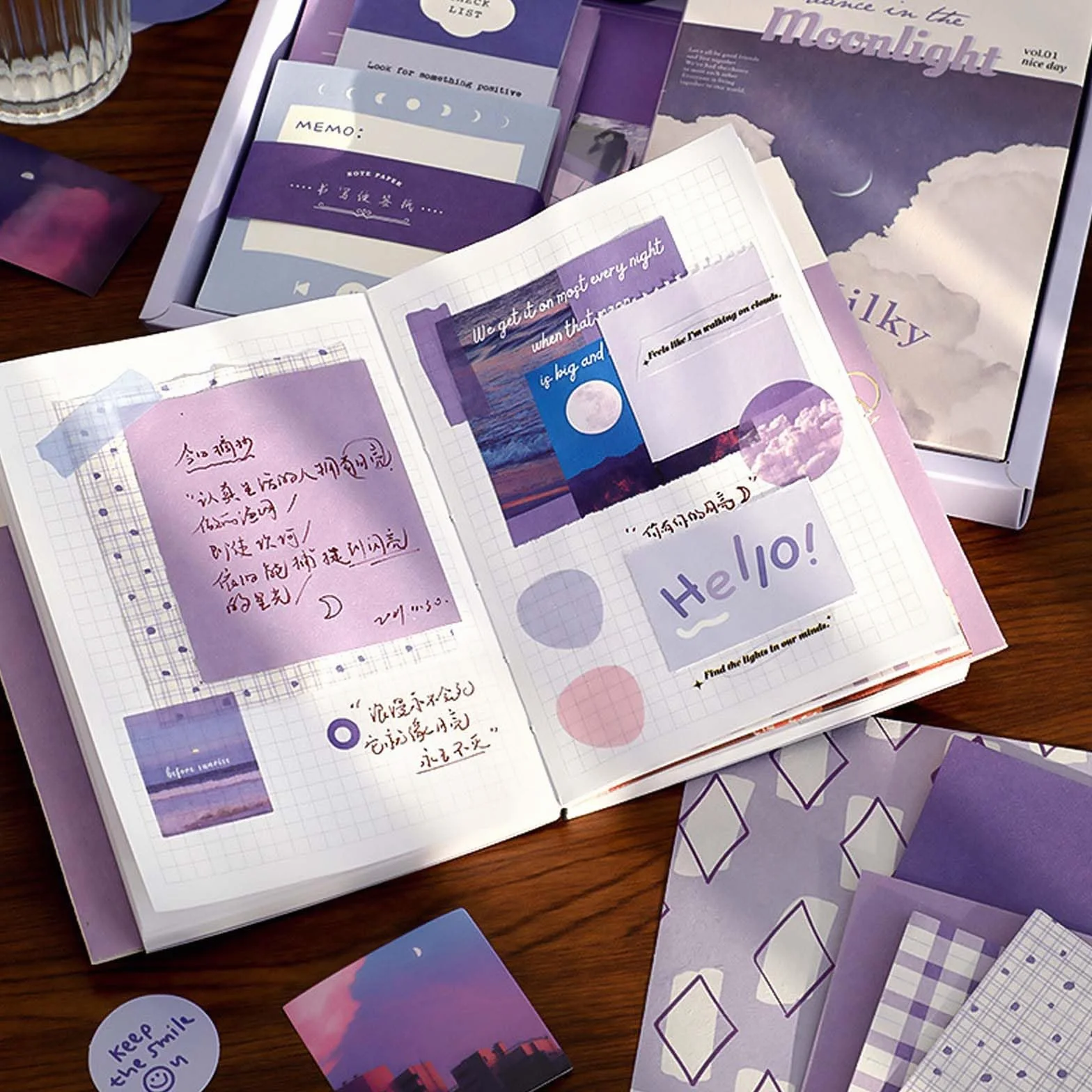 Zimoer Set di Accessori per Scrapbookking Estetico, Scrapbook Set di accessori estetici Bullet Journal con griglia A6, Bullet Junk Journal Set per Scrapbook Journaling, regalo DIY per ragazze e donne