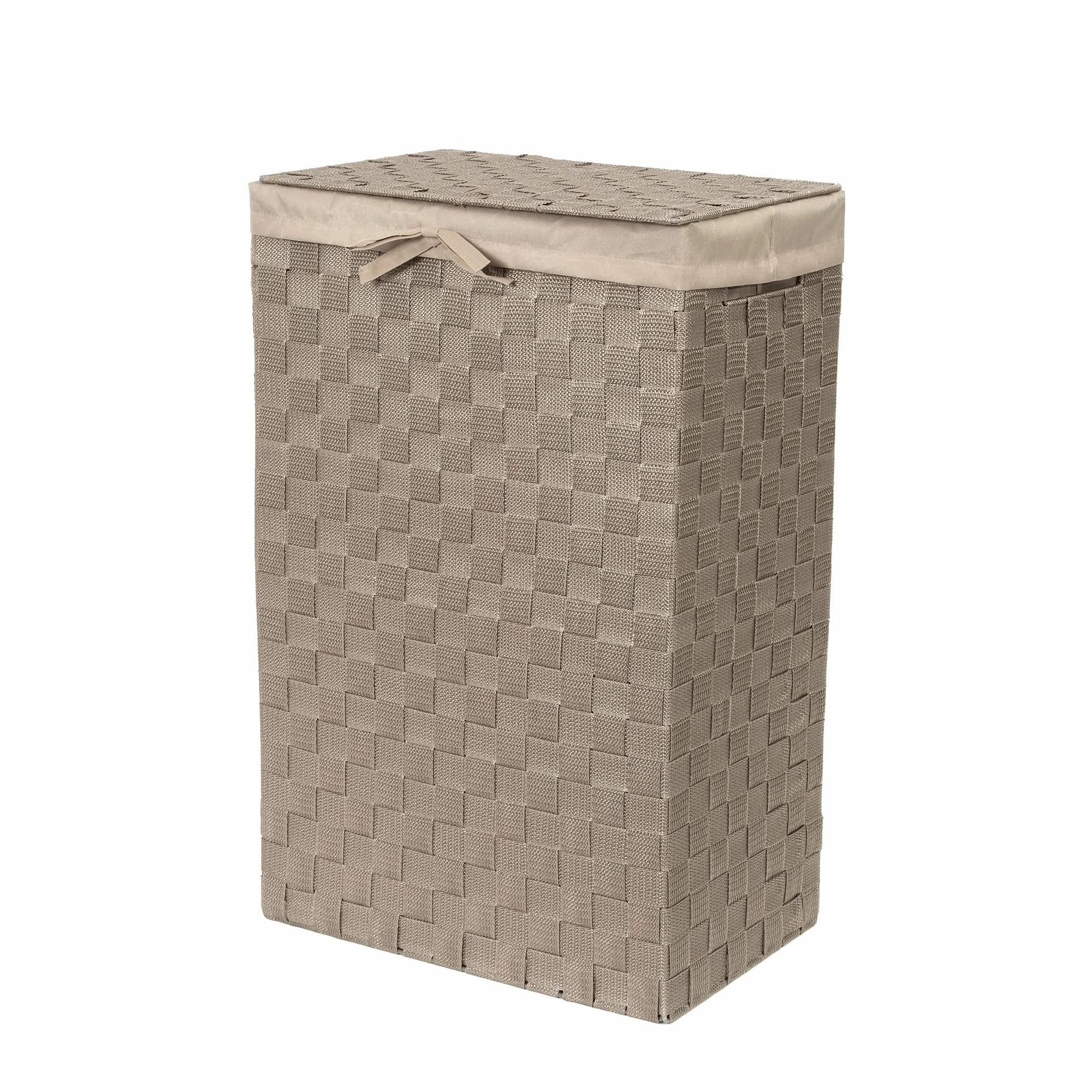 Compactor Tex Cesto Portabiancheria Quadrato con Coperchio, Talpa, Tessuto con Struttura in Metallo, Fodera in Lino Rimovibile, 38 x 25 x 60H cm, RAN6895