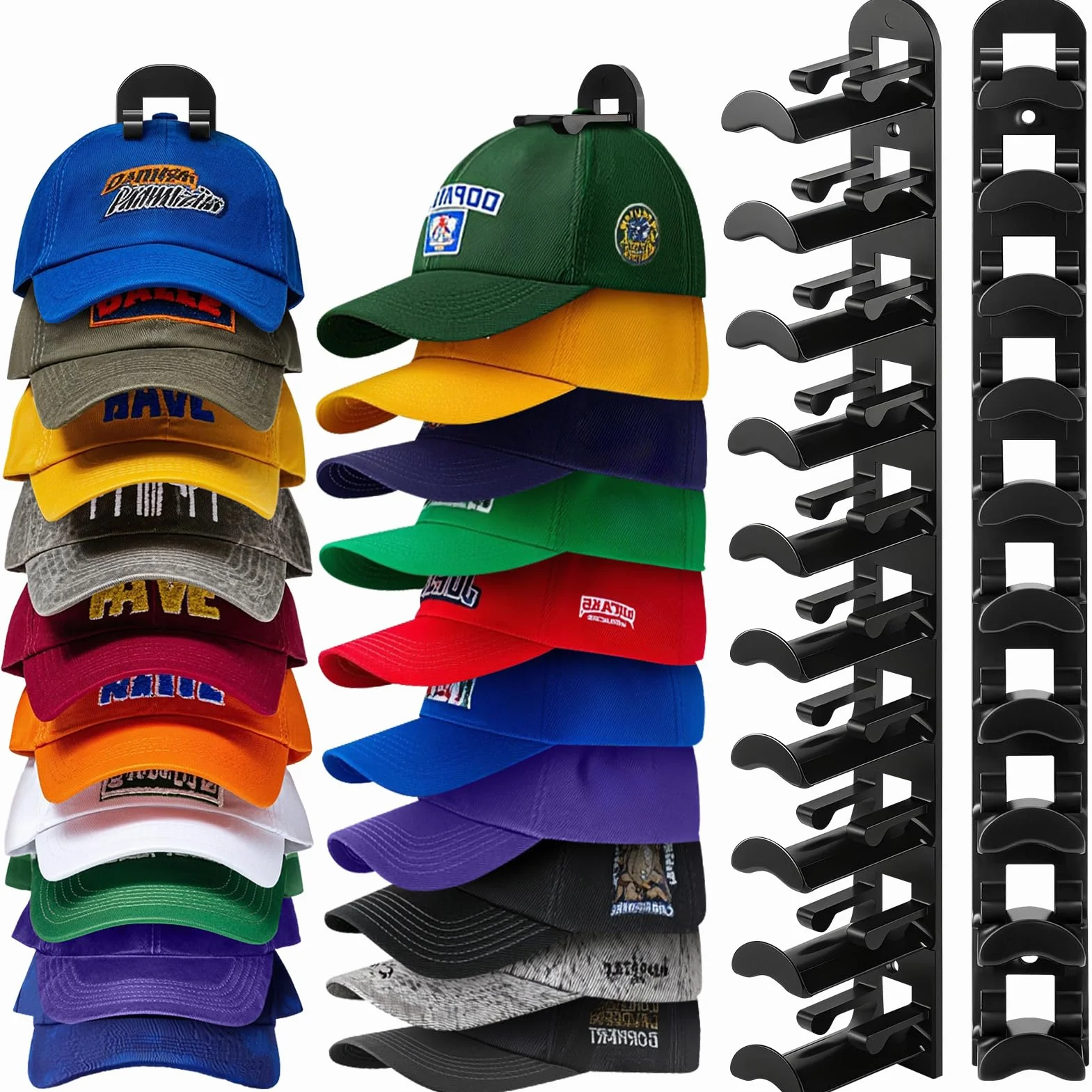 Porta Cappelli Muro Gancio Plastica Cappelliera Parete Ganci Resistente Organizzatore Cappelli Berretti Visiera Nero