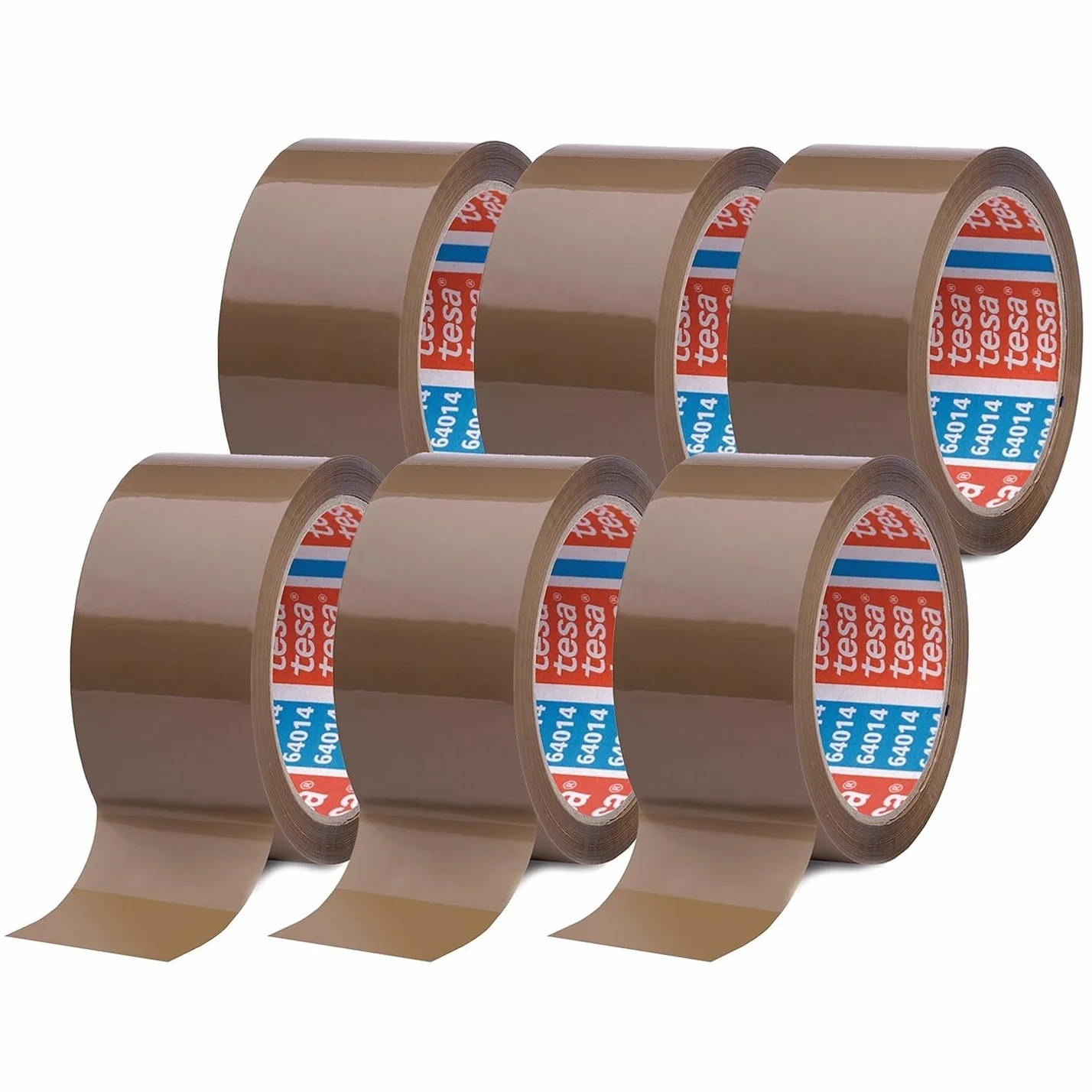 tesapack 64014 PP Nastro Adesivo Marrone - Resistente all'invecchiamento e allo strappo - Silenzioso e fortemente adesivo - Confezione da 6 Rotoli - 66 m x 50 mm