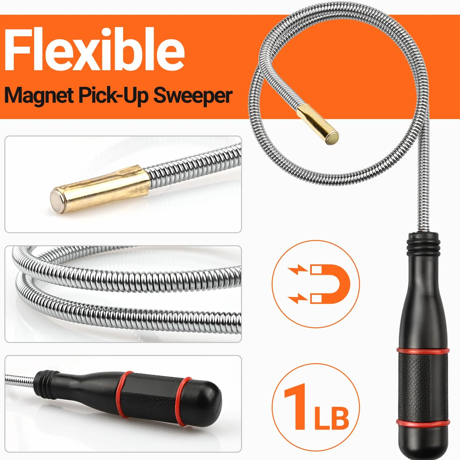 Spazzatrici Magnetiche Preciva，Set di 3 pezzi sollevatore telescopico flessibile a LED, strumento di raccolta magnetico portatile, magnetico potente, strumenti meccanici da uomo
