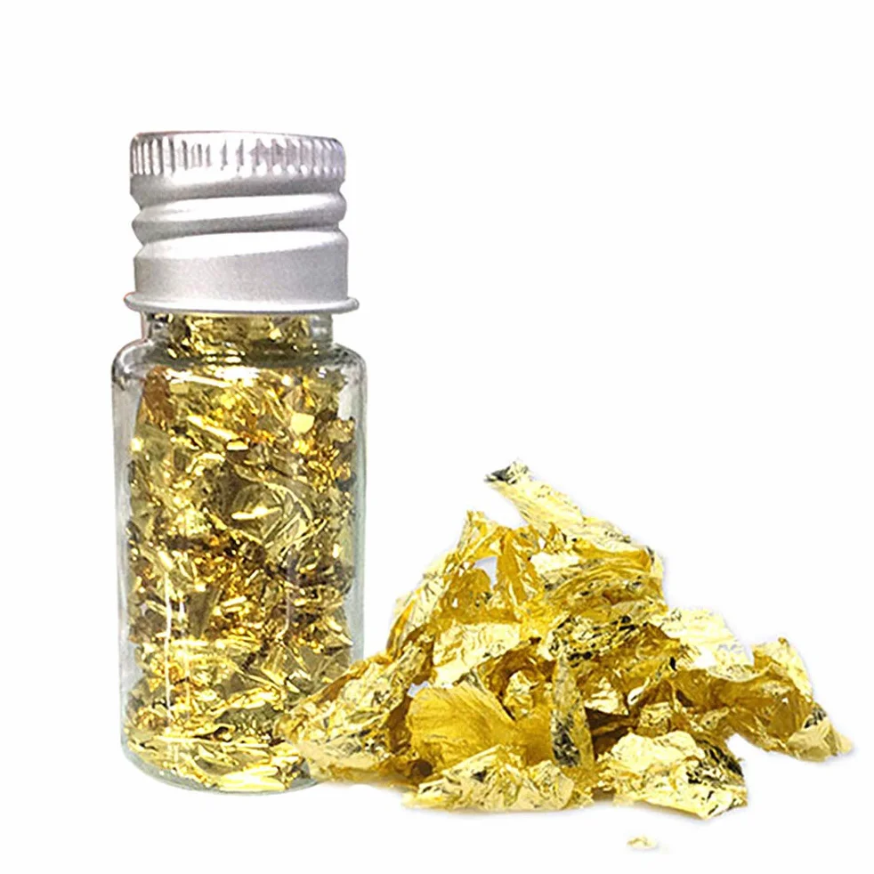 2 Pezzi di Lamina d'oro commestibile in Polvere colorante Alimentare in Polvere Glitter Oro Foglio di Carta Decorata Cucina Mousse Torta Cottura Pasticceria Arti Artigianato Arredamento
