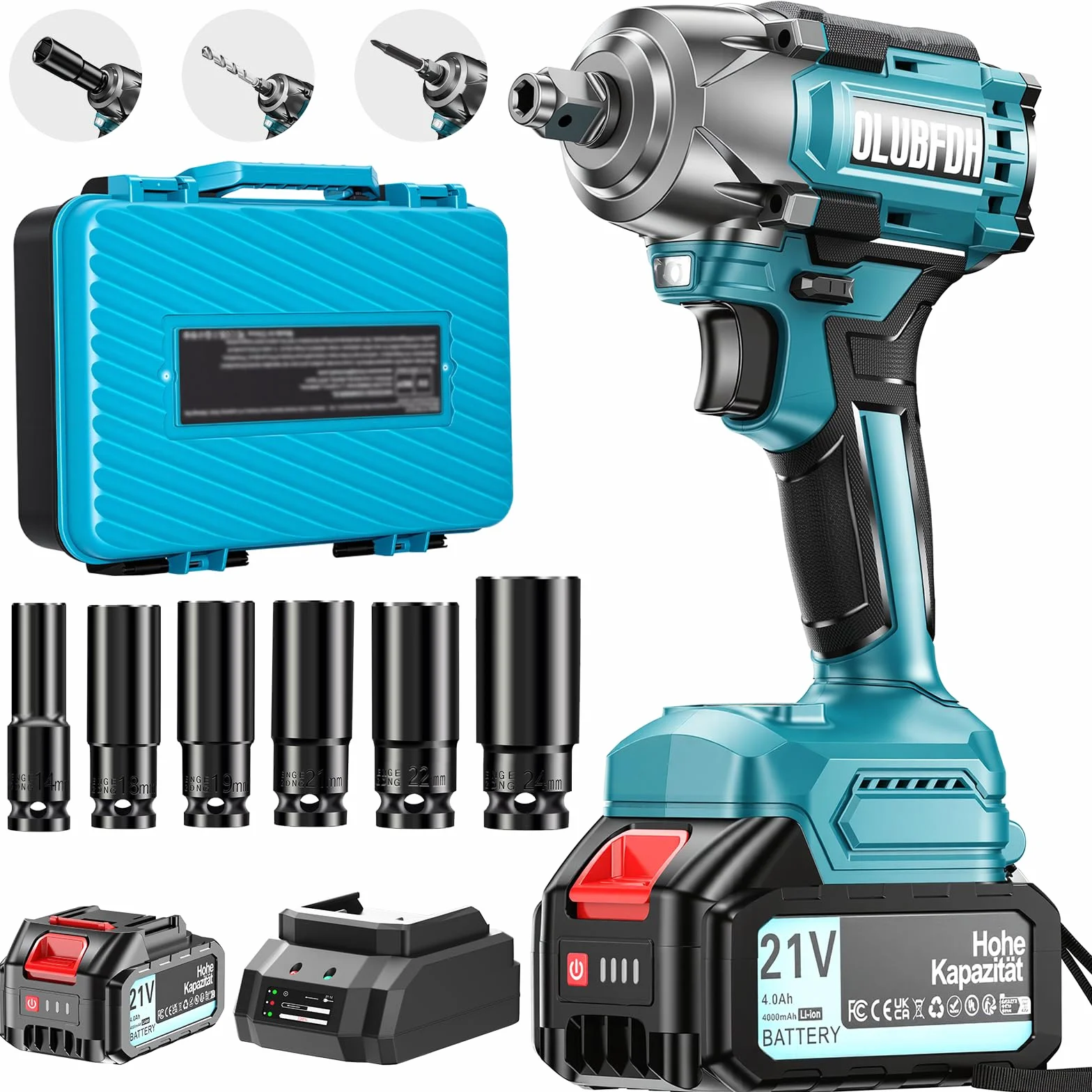 Avvitatore a Impulsi Brushless 500 Nm 1/2" a Batteria 3-in-1 con Batterie 4,0 Ah