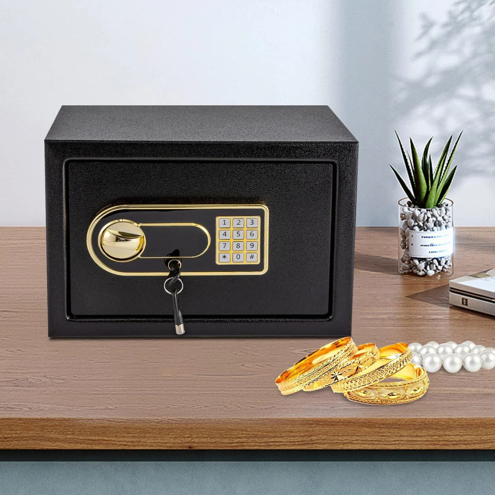 Cassaforte elettronica, cassaforte per mobili, cassaforte per documenti, cassaforte con password digitale, cassaforte di sicurezza in acciaio con sistema di allarme, chiavi di emergenza, 13 x