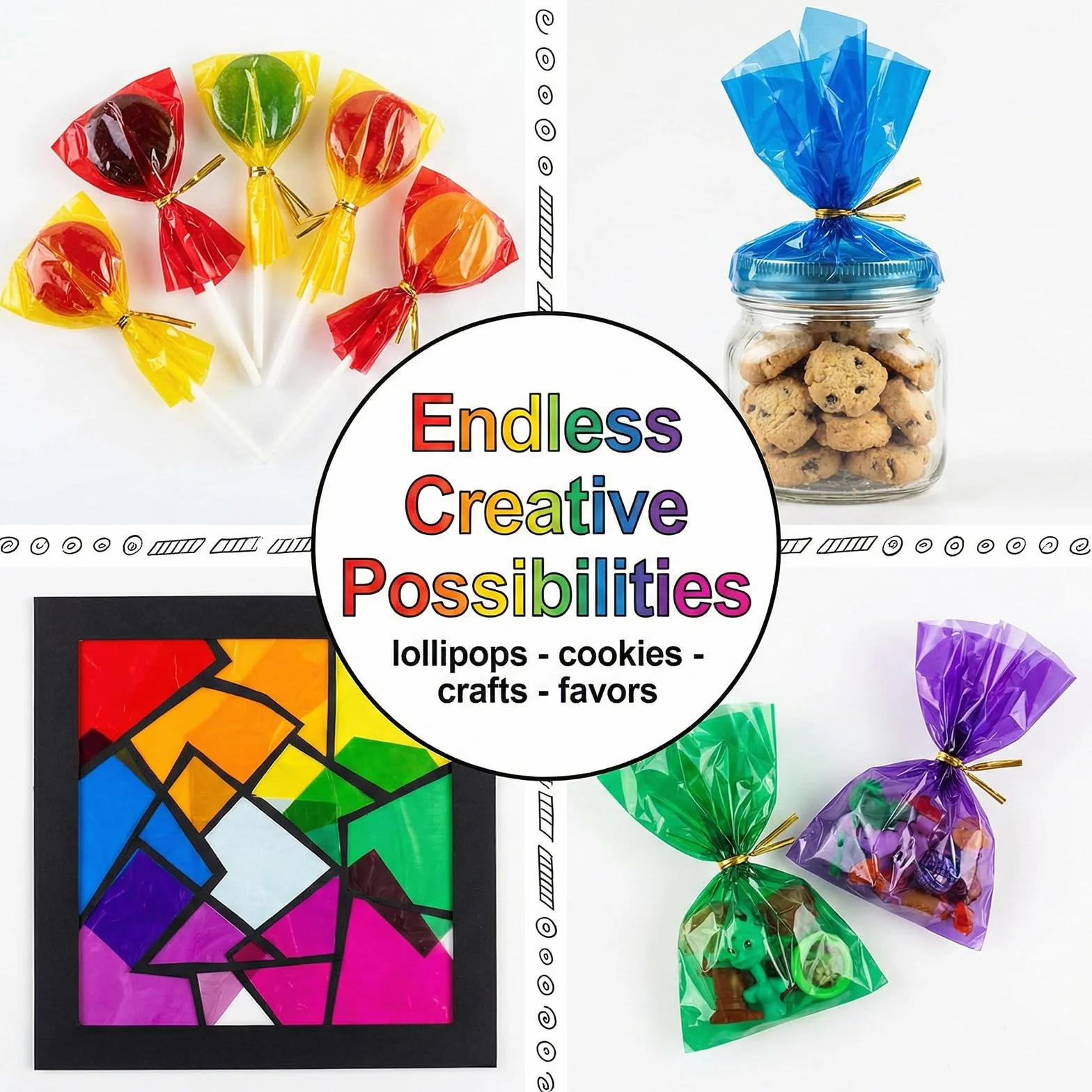 Cellophane per Imballaggio 200 Fogli Trasparenti Colorati Carta Regalo Decorativa Fai da Te