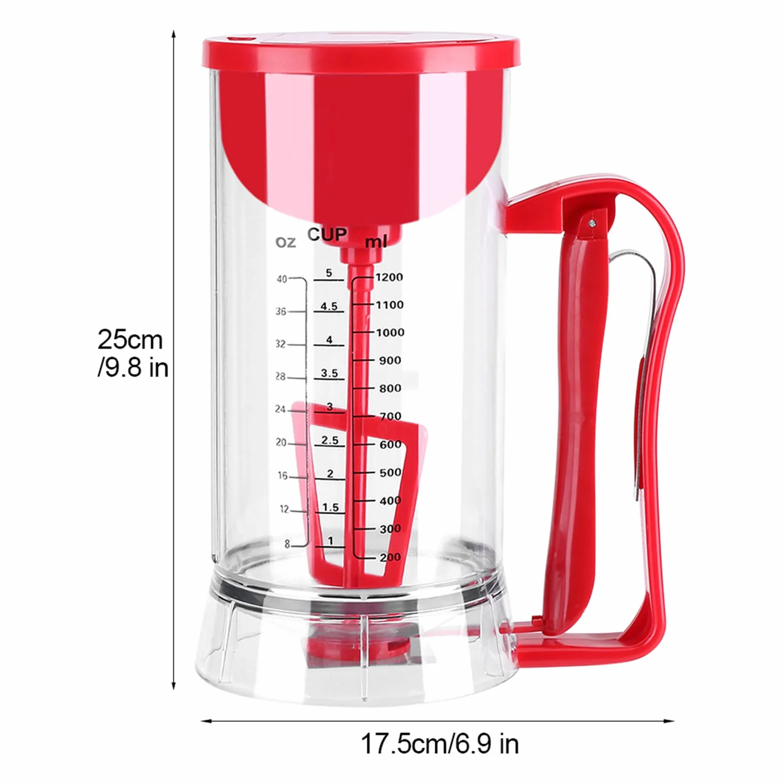 Dispenser per Pastella per Pancake, Frullatore Elettrico, Dosatore per Pancake e Pancake, capacità 1200 Ml, Comodo per Cuocere Cupcakes, Muffin, Pancake, Ciambelle
