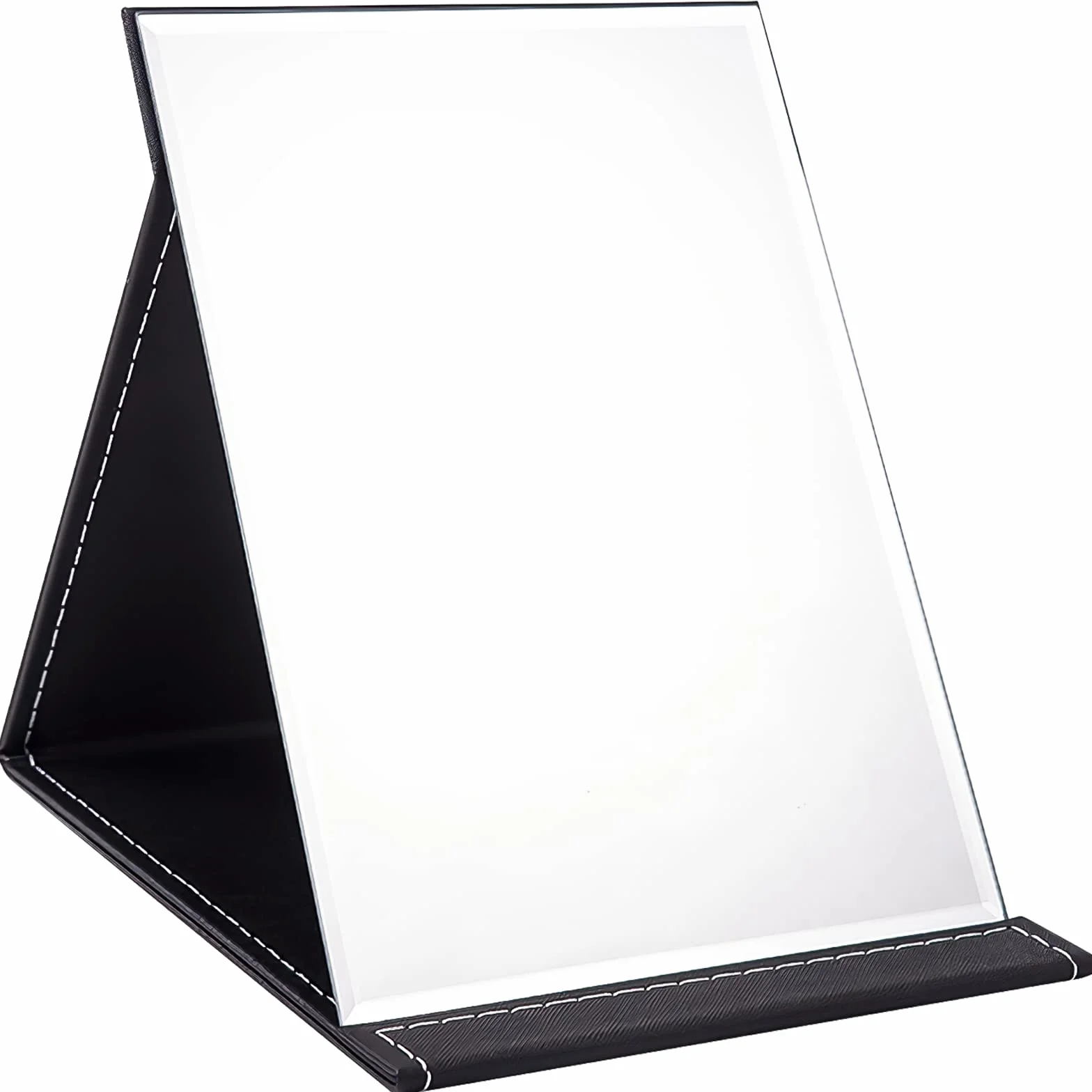 Specchio da Tavolo Portatile Pieghevole 25x18cm Pelle PU HD per Viaggio Trucco Nero