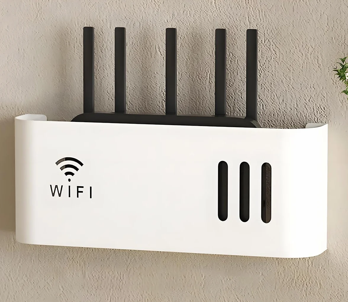 Porta Modem da Parete, Porta Modem, Mensola Modem WiFi da Muro per Nascondere Il Router e Mettere in Ordine i Suoi Cavi(White)