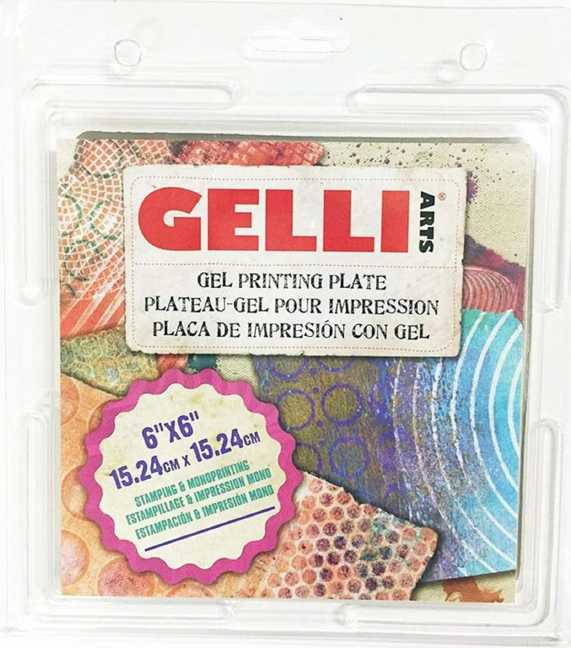 Gelli Arts GL6x6, Piastra per Stampa in Gel, Tessuto, 15.24 x 15.24 cm