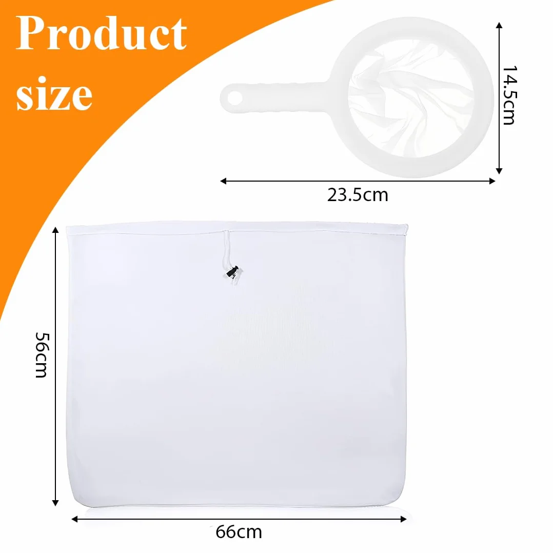 Sacchetto Filtrante Riutilizzabile 66x56 cm, Sacchetti Filtranti per Alimenti con Coulisse, Filtri per Liquori Birra e Latte Vegetale