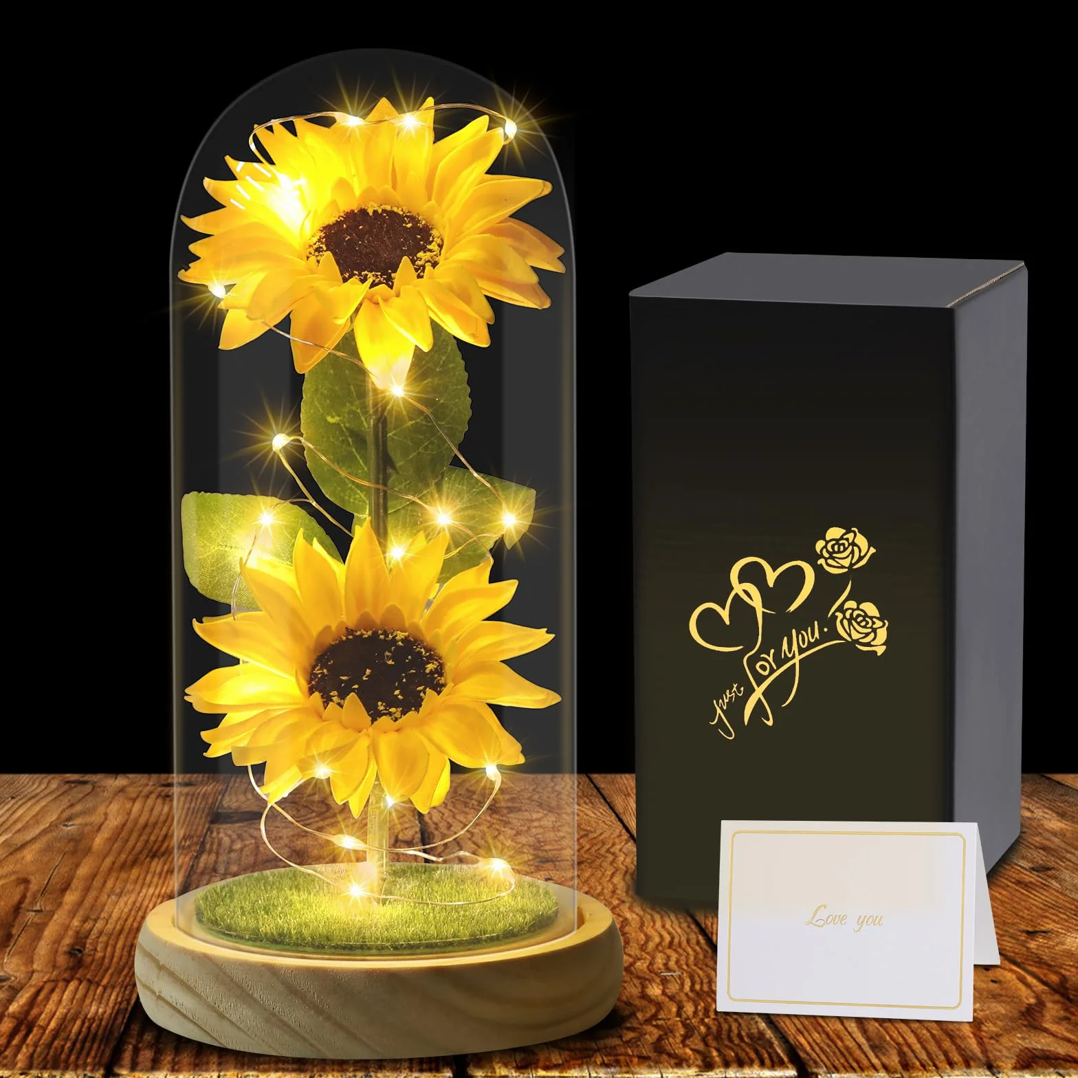 Girasole Artificiale in Cupola di Vetro Regalo per Donna Mamma Festa della Mamma Anniversario