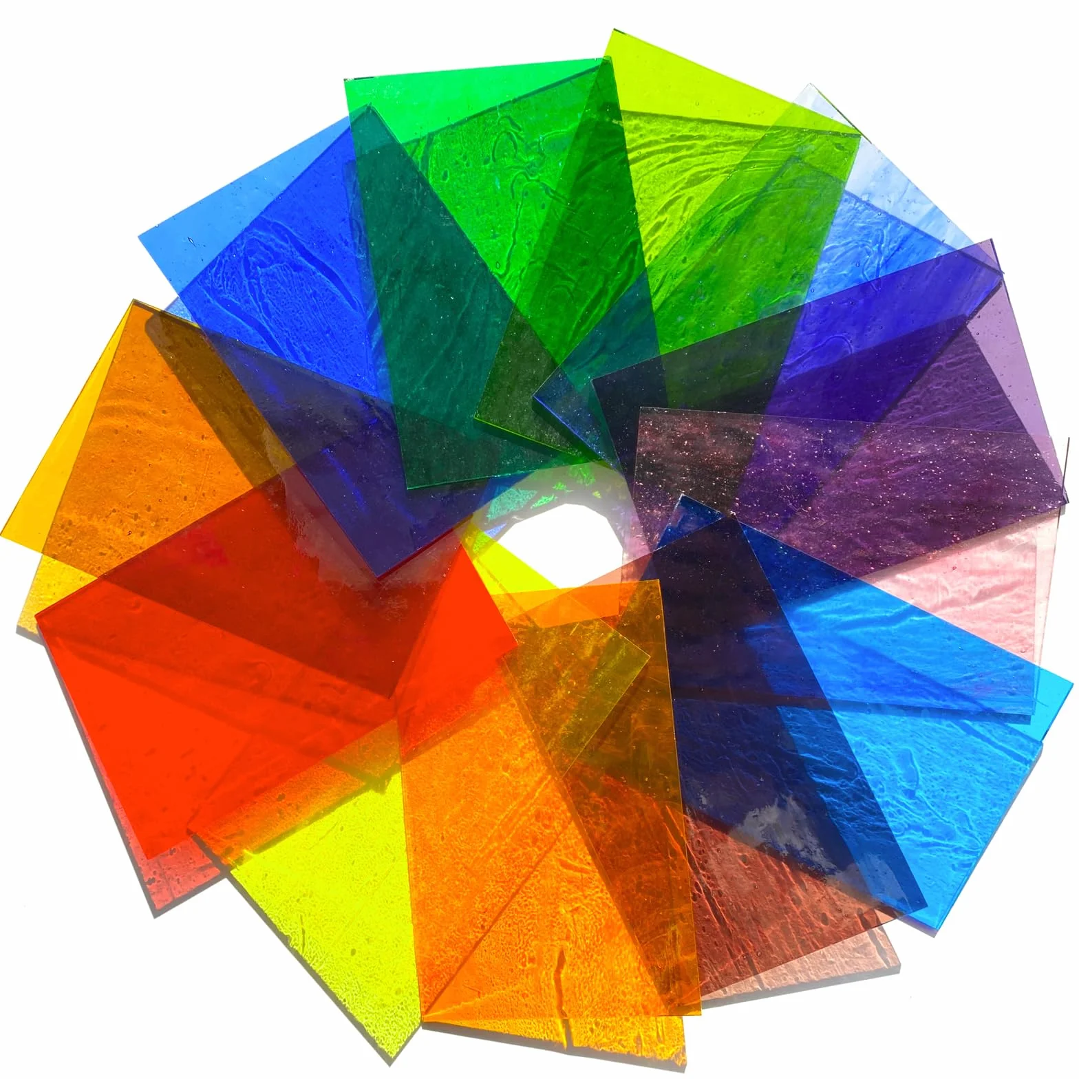 Confezione da 12 fogli di vetro colorato trasparente, 10,2 x 15,2 cm, piastrelle per mosaico in vetro per artigianato, forniture in vetro colorato per progetti e lavori a mosaico