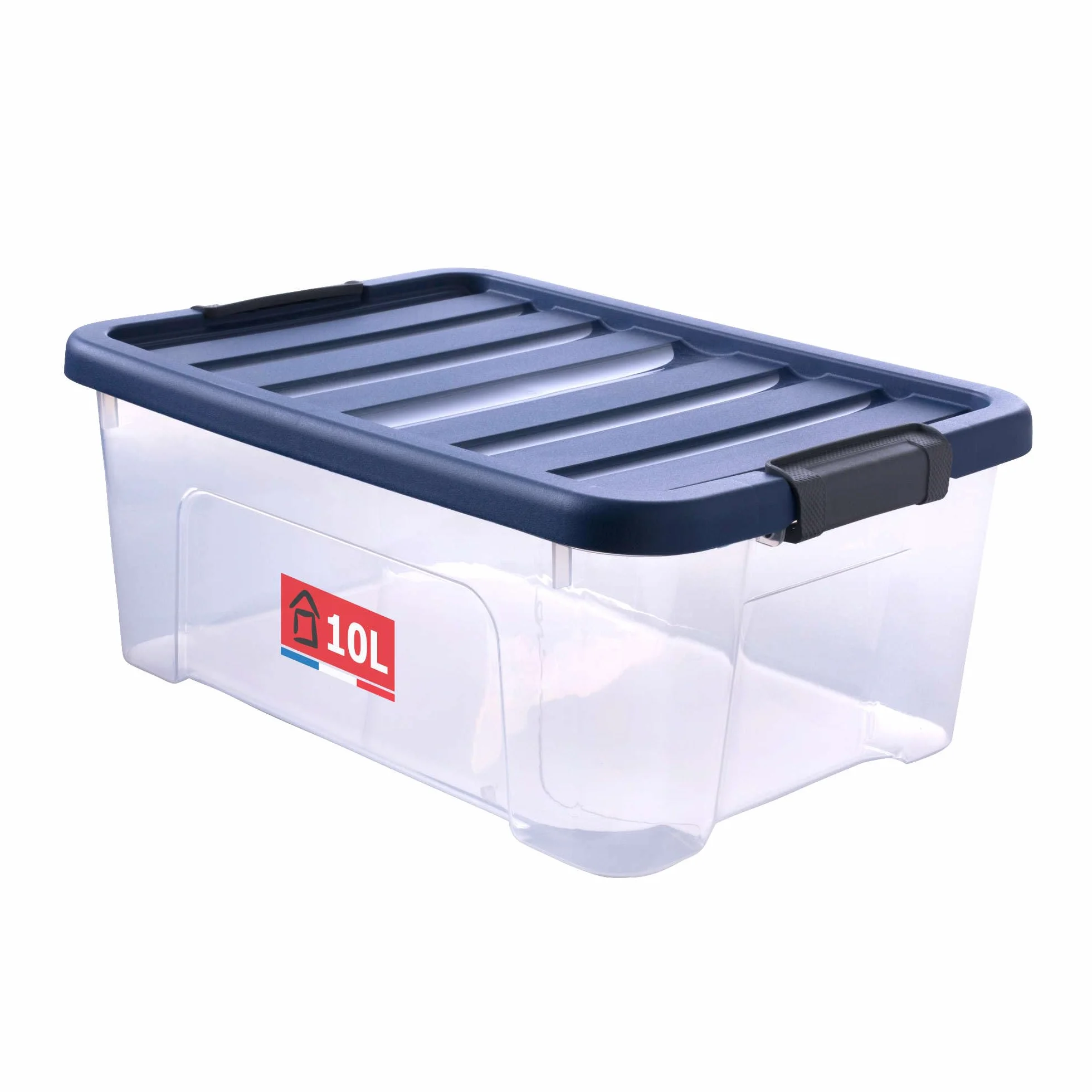 SUNDIS Wave Box, scatola portaoggetti 10l, con coperchio a clip, plastica trasparente, impilabile, ideale per la camera da letto, lo spogliatoio, le scarpe, l'ufficio