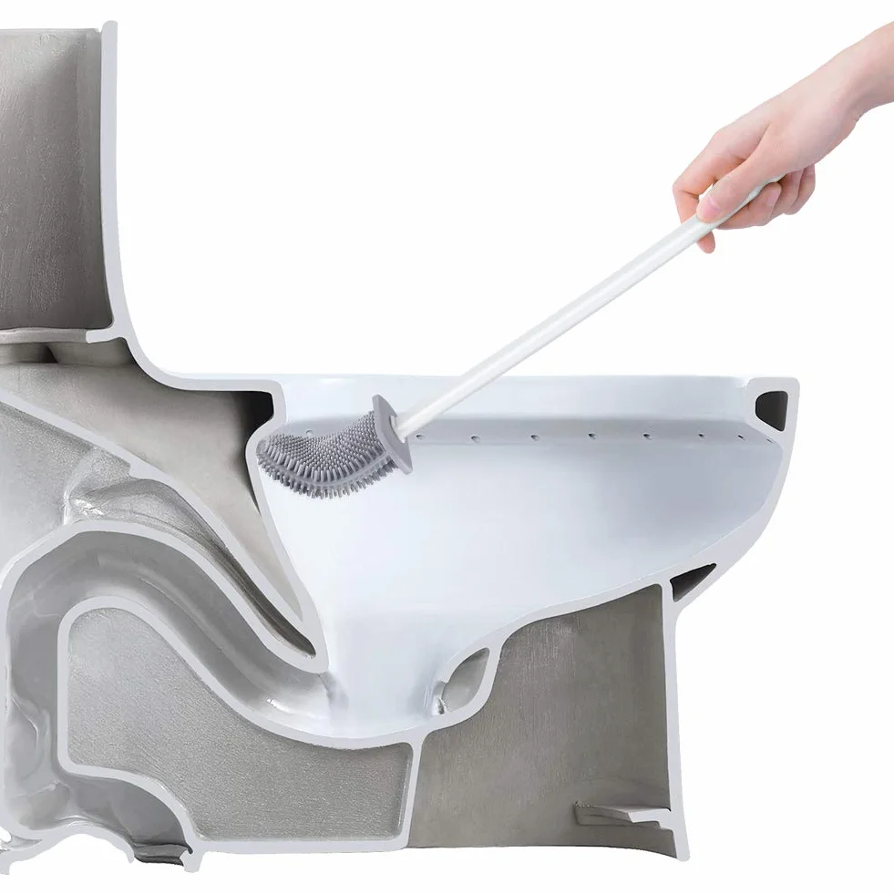 Ibergrif M34151-3 Scopino e Supporto per Toilette Spazzola WC Bagno Silicone Bianca