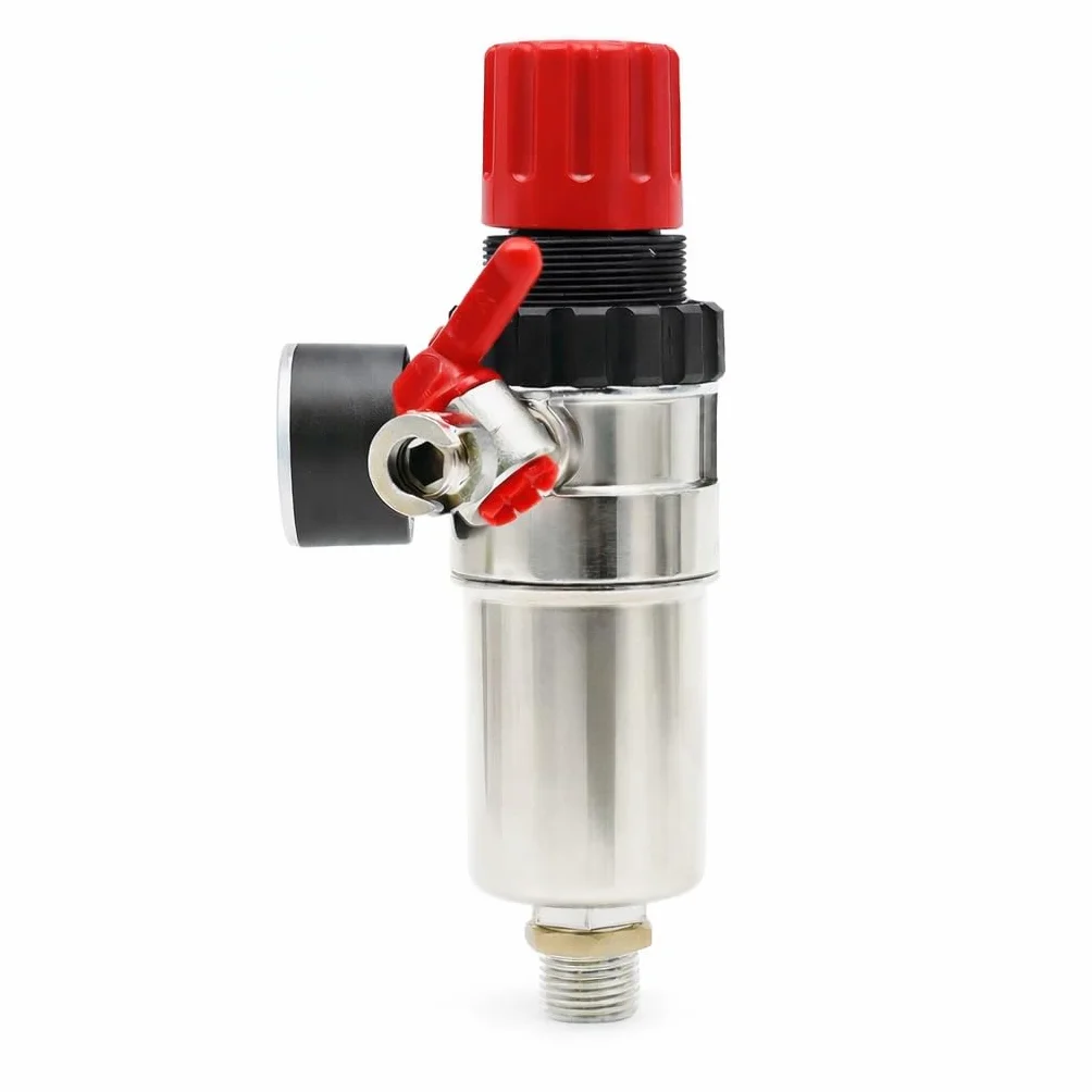 ORAZIO Regolatore Filtro Aria 3/8", Trappola Separatore d'Acqua per Compressore d'Aria con Valvola di Riduzione della Pressione e Manometro, Accessorio per Utensili Pneumatici 214107