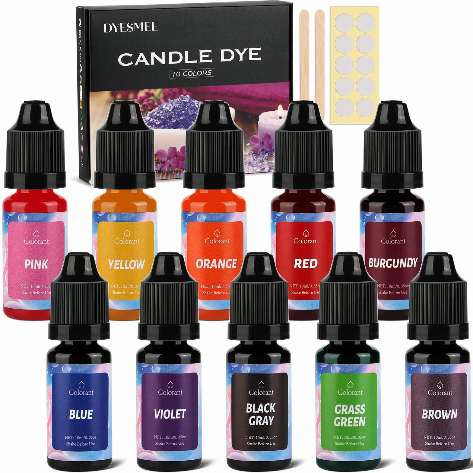 Cera per candele, 10 colori, colorante liquido, per cera di soia, api, paraffina, palma, gel