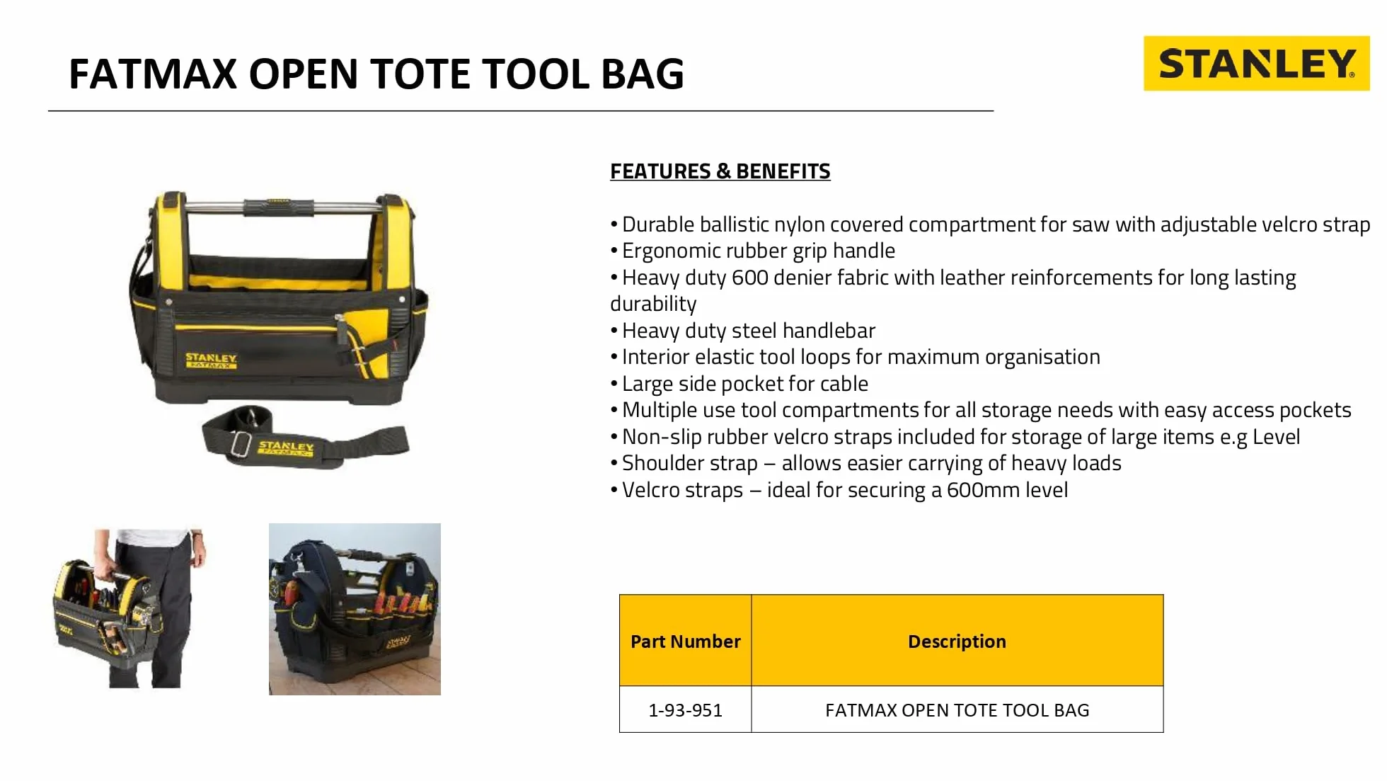 STANLEY FATMAX CESTELLO PORTA ATTREZZI 18" FATMAX, 1-93-951