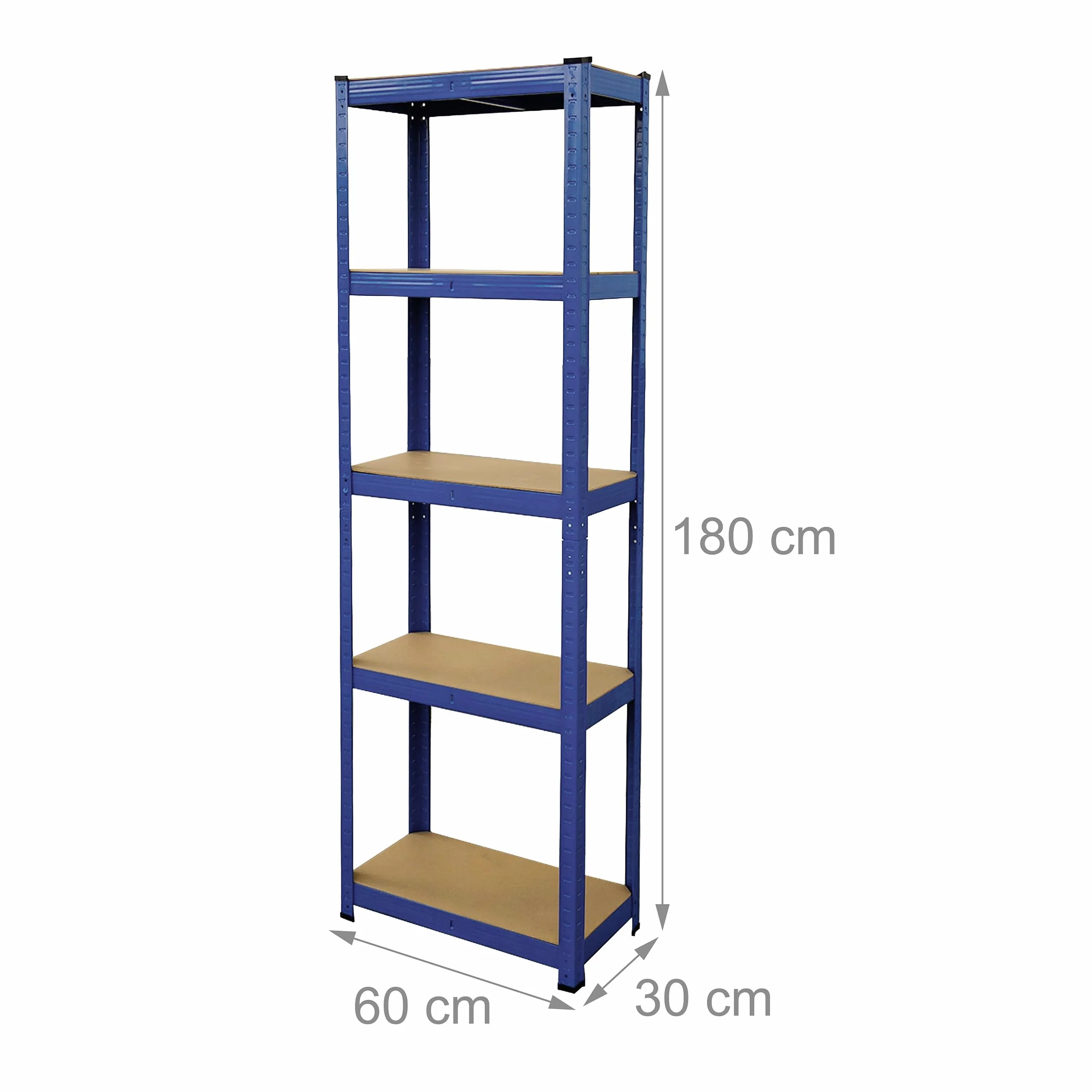 Scaffale Pesante Relaxdays, HxLxP 180x60x30 cm, carico Massimo 500 kg, 5 Ripiani, scaffale per Cantina, Blu