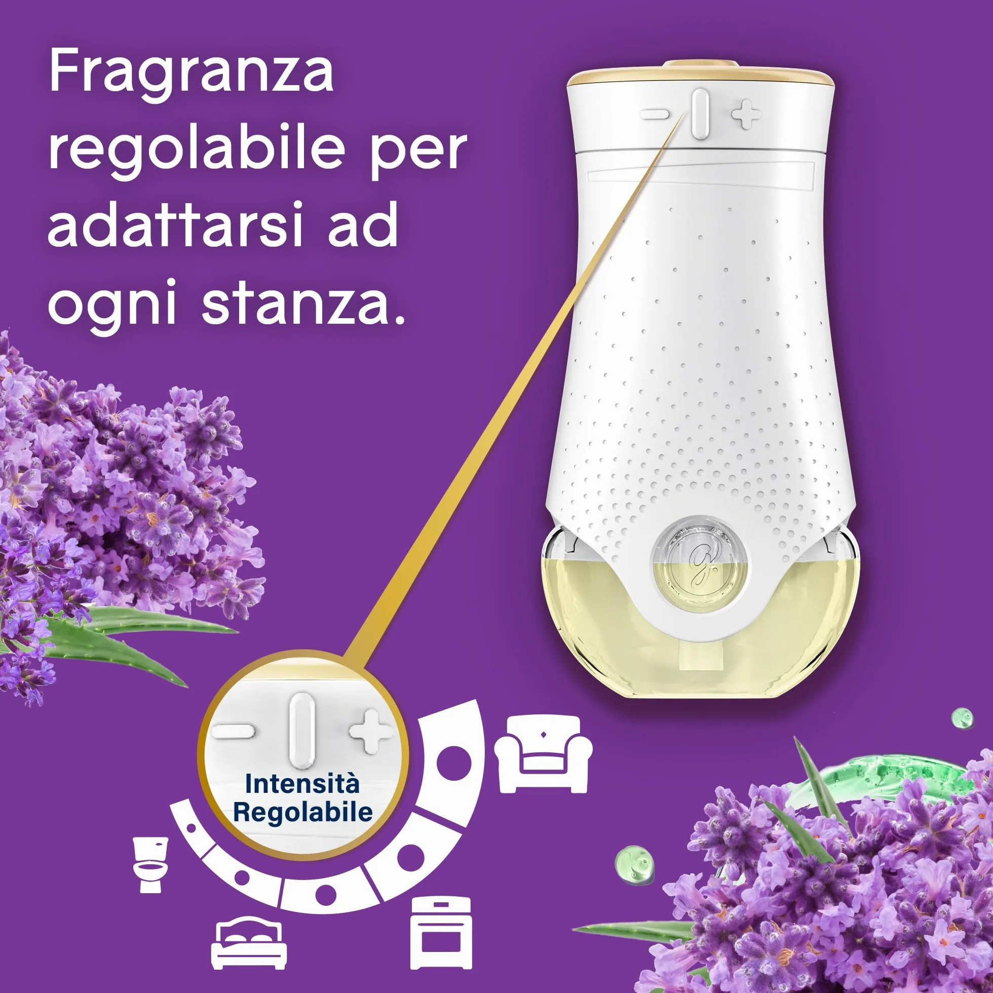 Glade Liquido Elettrico Profumatore Ambienti Olii Essenziali Lavanda Aloe Vera 3 Ricariche