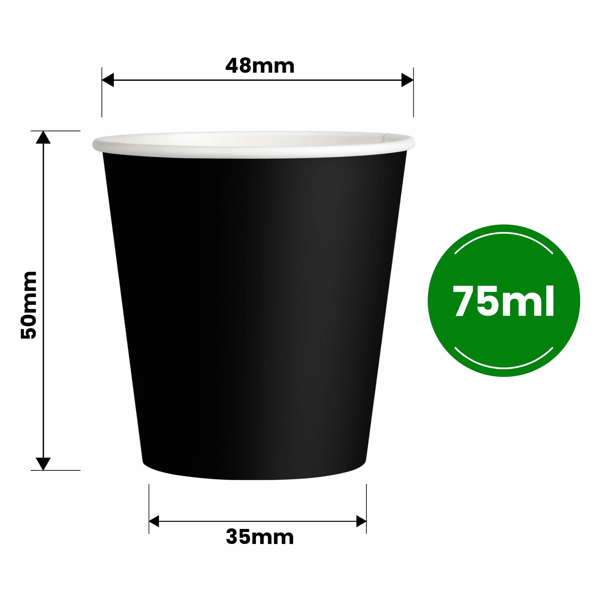 Cubex Professional 500 Bicchieri in Carta da 75 ML Neri, Riciclabili per Caffè e Bevande