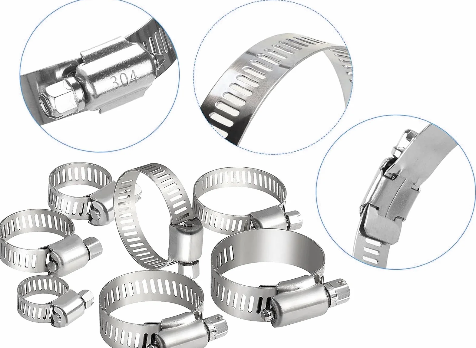 20 pezzi Fascette stringitubo in acciaio inox, 6-12mm morsetti per tubi a vite senza fine, morsetto per tubi, tubo del carburante, morsetto per tubazioni idrauliche, piscine, auto