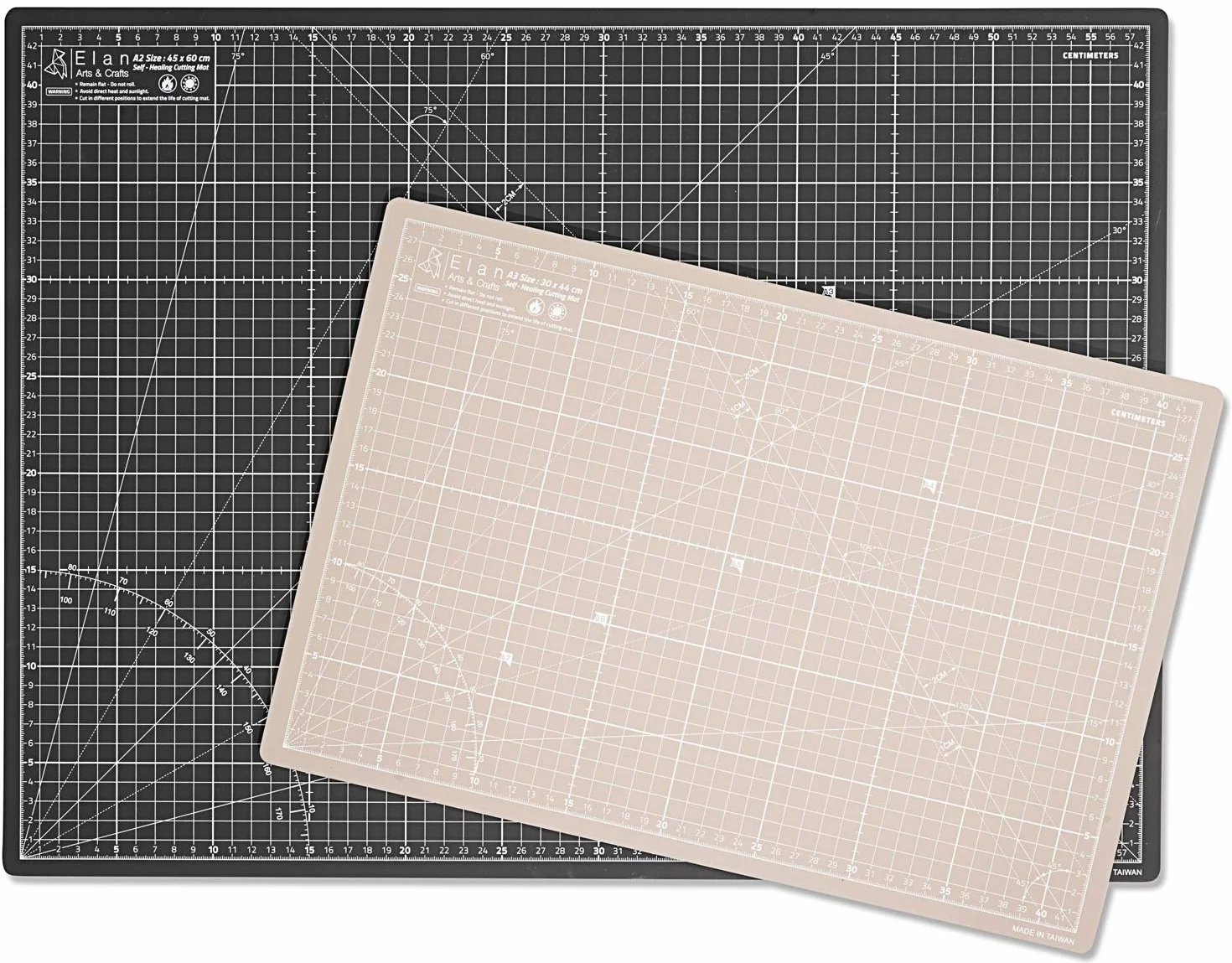 Elan Tappetino da Taglio A4 Nero, Piano da Taglio 22x30 cm, Tappetino Autorigenerante a 5 Strati, Tappeto Antitaglio PVC Riciclato, Cutting Mat A4