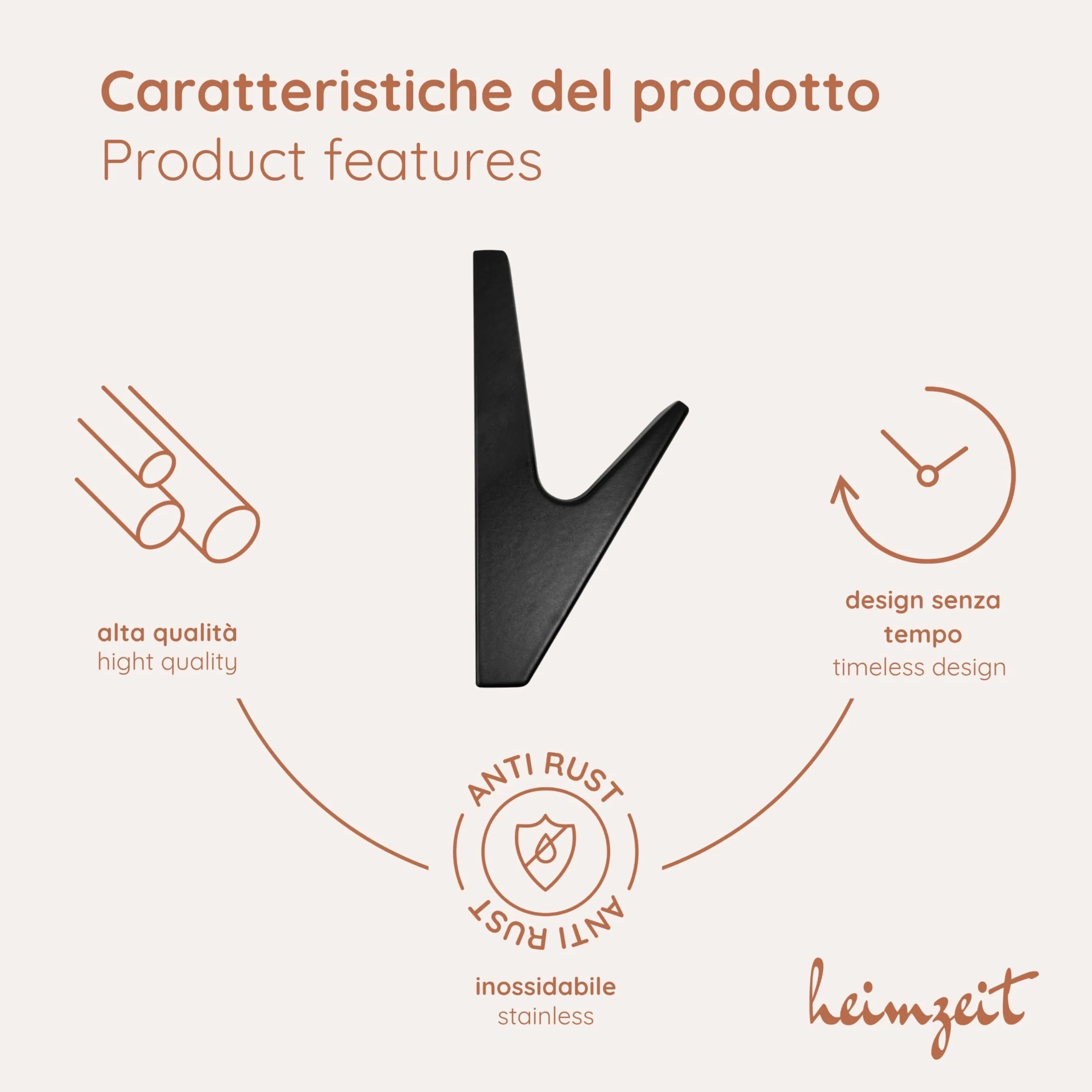 Ganci Appendiabiti Volt da Avvitare 4 Pezzi in Nero, Appendiabiti da Parete per Guardaroba, Giacca, Asciugamano, Zaino e Vestiti, Design Moderno, Ganci in Metallo da Forare