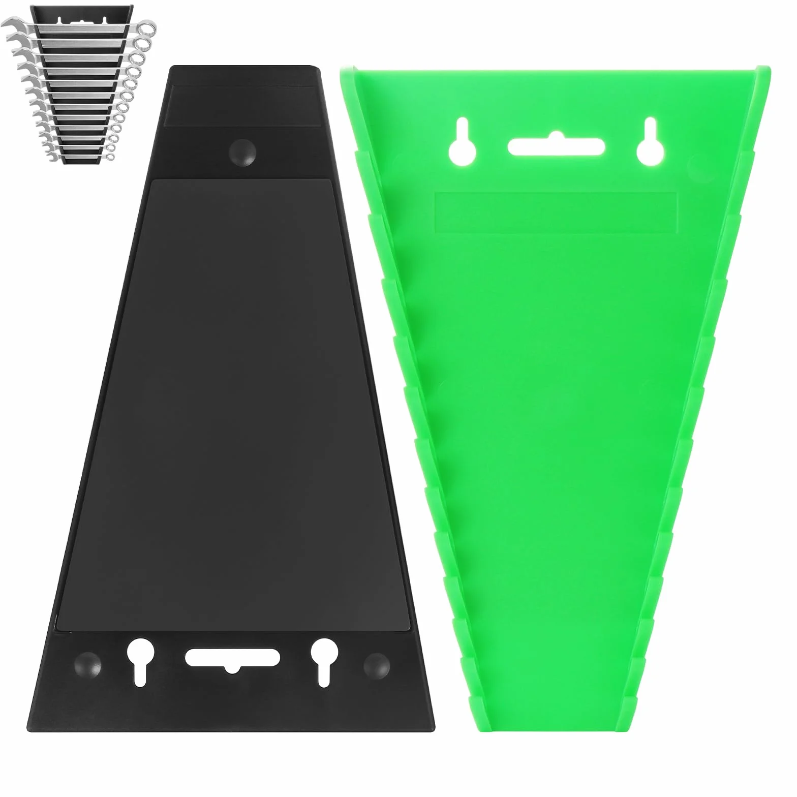 2 Pezzi Organizer Magnetico per Chiavi Inglesi, Porta Chiavi Inglesi, Supporti per Chiavi Premium a 12 Slot, Confezioni Organizzatore di Chiavi Magnetiche SAE (1/4-1/16") e Metrici (6-24 mm)