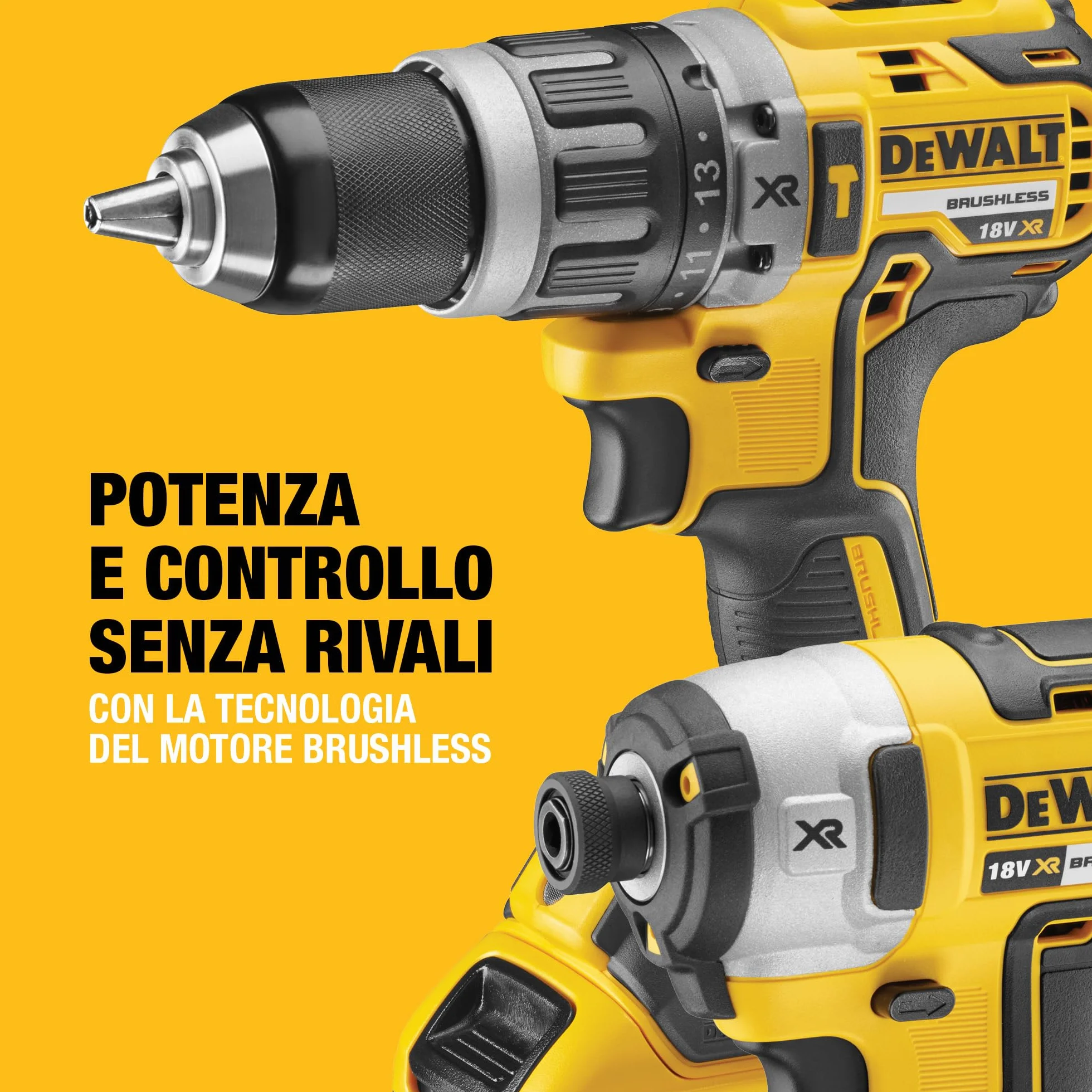 DEWALT - Kit Doppio 18V XR Brushless – Include Trapano a Percussione Brushless, Avvitatore a Impulsi, Valigetta, Caricabatterie Multivoltaggio e 2 Batterie XR da 5Ah, DCK266P2-QW