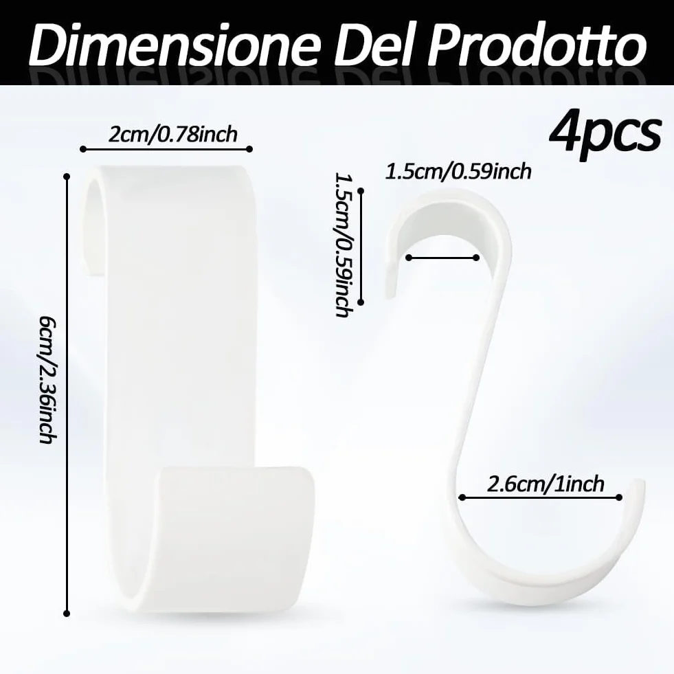 Ganci per Termoarredo Bagno in ABS Antiruggine Impermeabile Senza Foratura Regolabili 4 Pezzi