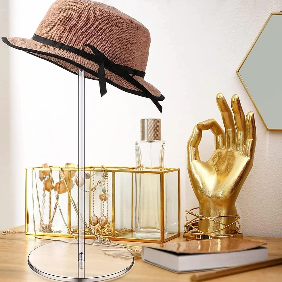 Espositore per Cappelli in Acrilico Trasparente 30cm Rotondo con Base, Multifunzionale Scaffale per Display Cappelli Orologi Gioielli