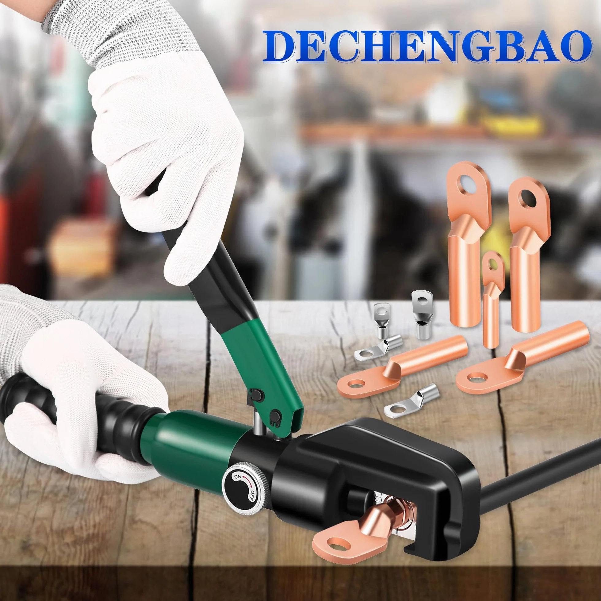 Crimpatrice per capicorda idraulica 6-70mm², kit di attrezzi per cavi terminali elettrici con 8 matrici (strumento di crimpatura 4-70mm²) (YQK70)