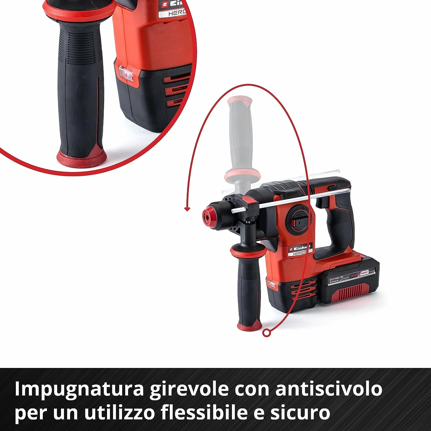 Einhell Tassellatore A Batteria HEROCCO 18/20 Power X-Change (18 V, 2,2 J, Motore Senza Spazzole, SDS-Plus, Sistema Elettronico Di Gestione Del Numero Di Giri, Senza Batteria E Caricabatteria)