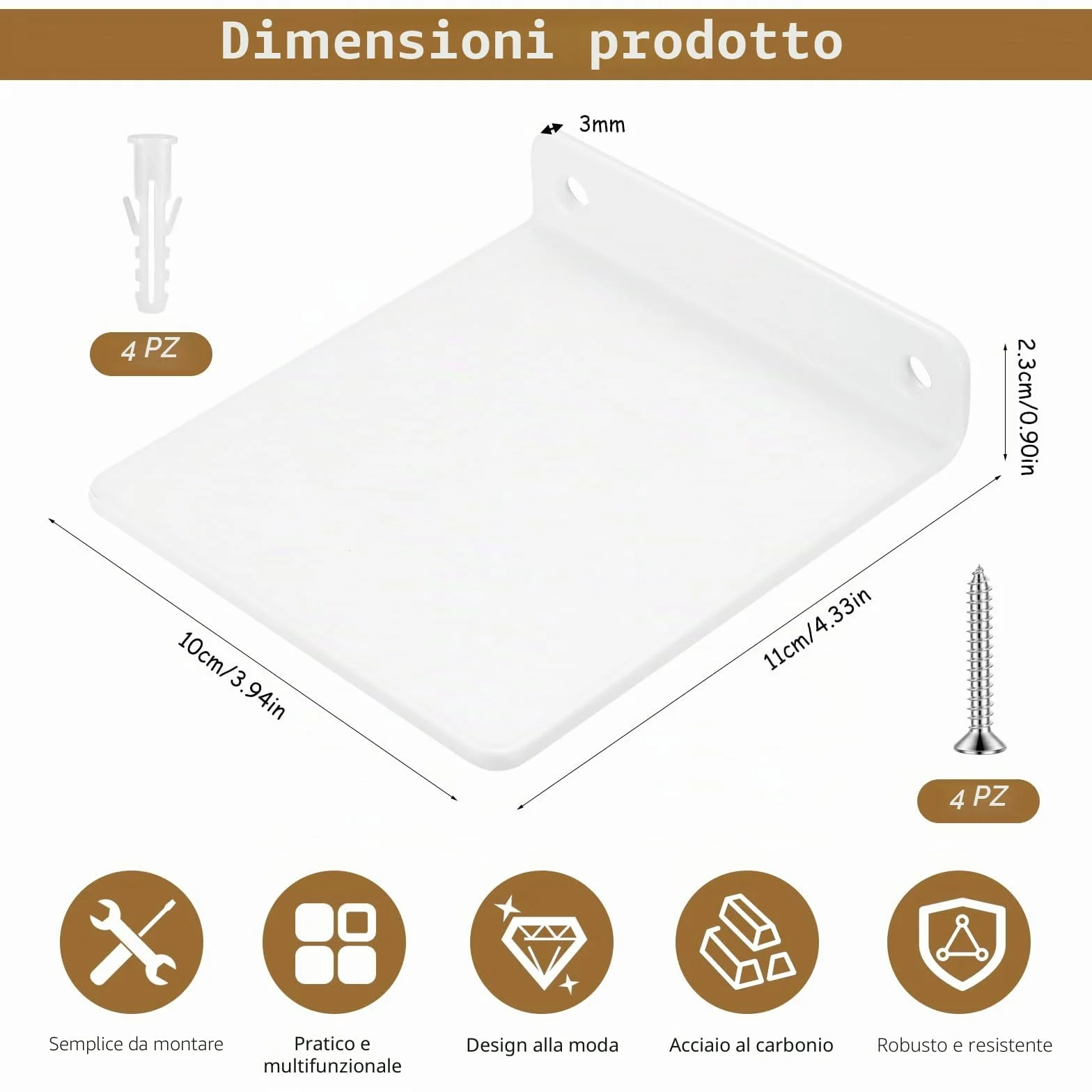 2 Pz Mensole da Muro Bianche, Mensole da Parete, Mensola da Parete Piccola, Mensola a Muro Invisibili Metallo, Scaffale Libreria Bianche Galleggianti per Camera Letto Cucina Bagno, 11x10x2,3 cm