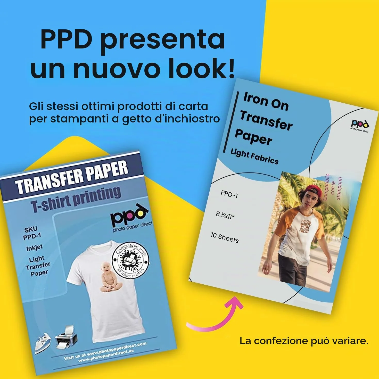 PPD A4 10 Fogli di Carta Trasferibile Termoadesiva per Inkjet - T-Shirt E Tessuti Chiari - PPD-1-10