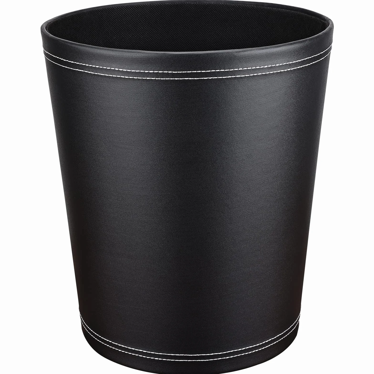GORESE Cestino per la carta Ufficio, Cestino per la carta in pelle di colore Nero, design moderno, pattumiera per cucina, bagno, ufficio (Nero)