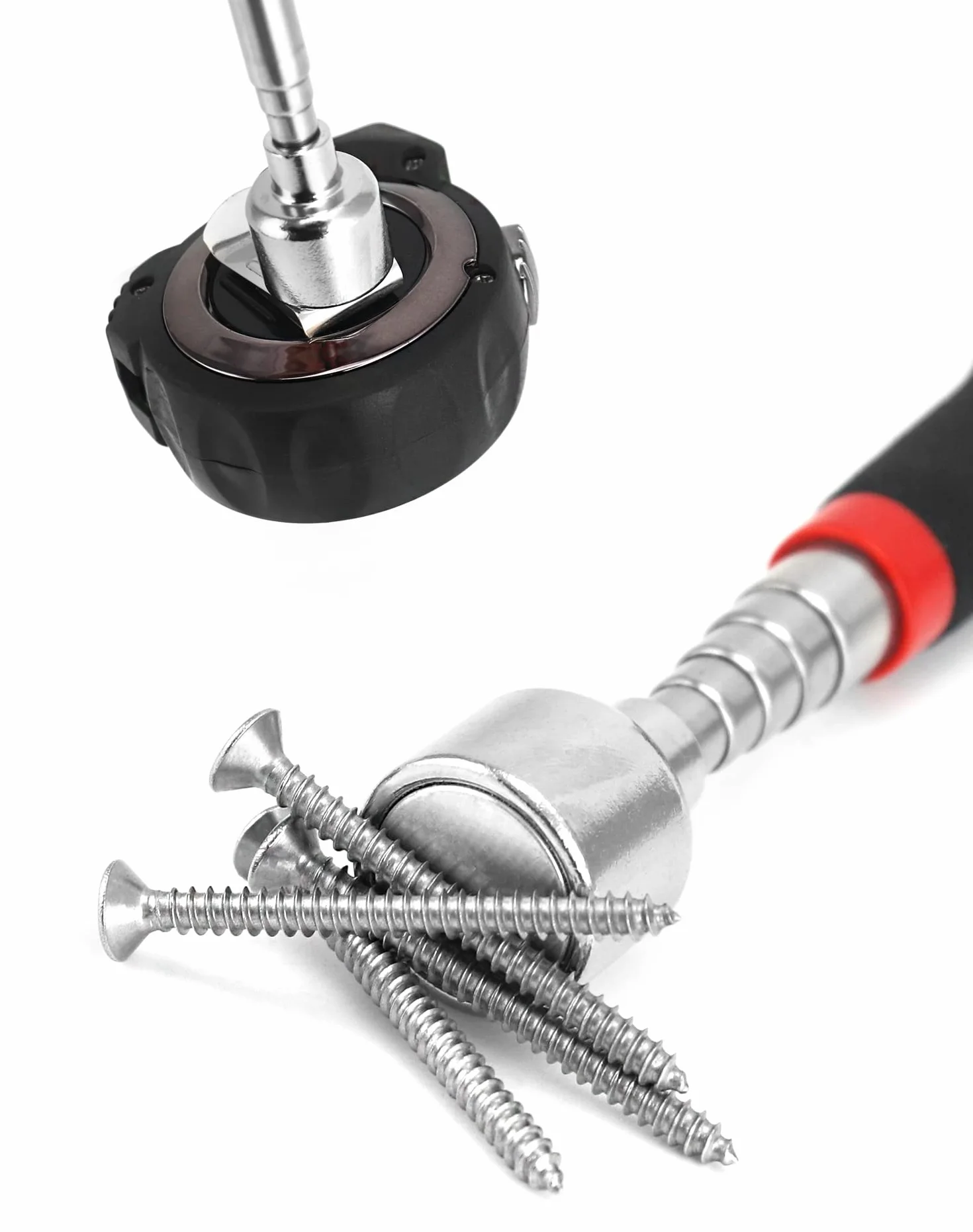 QWORK® 5 Pezzi Asta Telescopica Magnetica, Strumento di Raccolta Magnetico Estensibile, Acciaio Inossidabile, 1.5LB 3LB 10LB 15LB 20LB