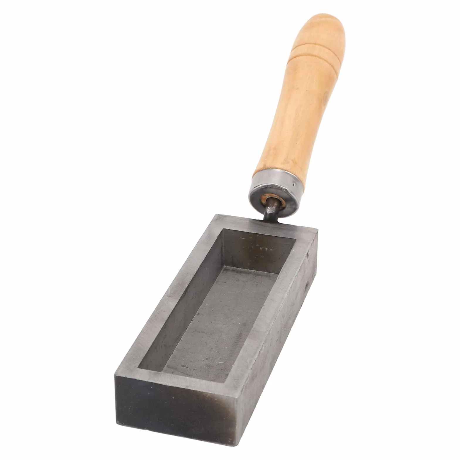 Stampo per Colata di Lingotti D'oro, Stampo per Lingotti in Ghisa Portatile con Barra D'oro con Manico in Legno di Faggio, Lingottiera Compatta in Acciaio Legato Argento per Fai