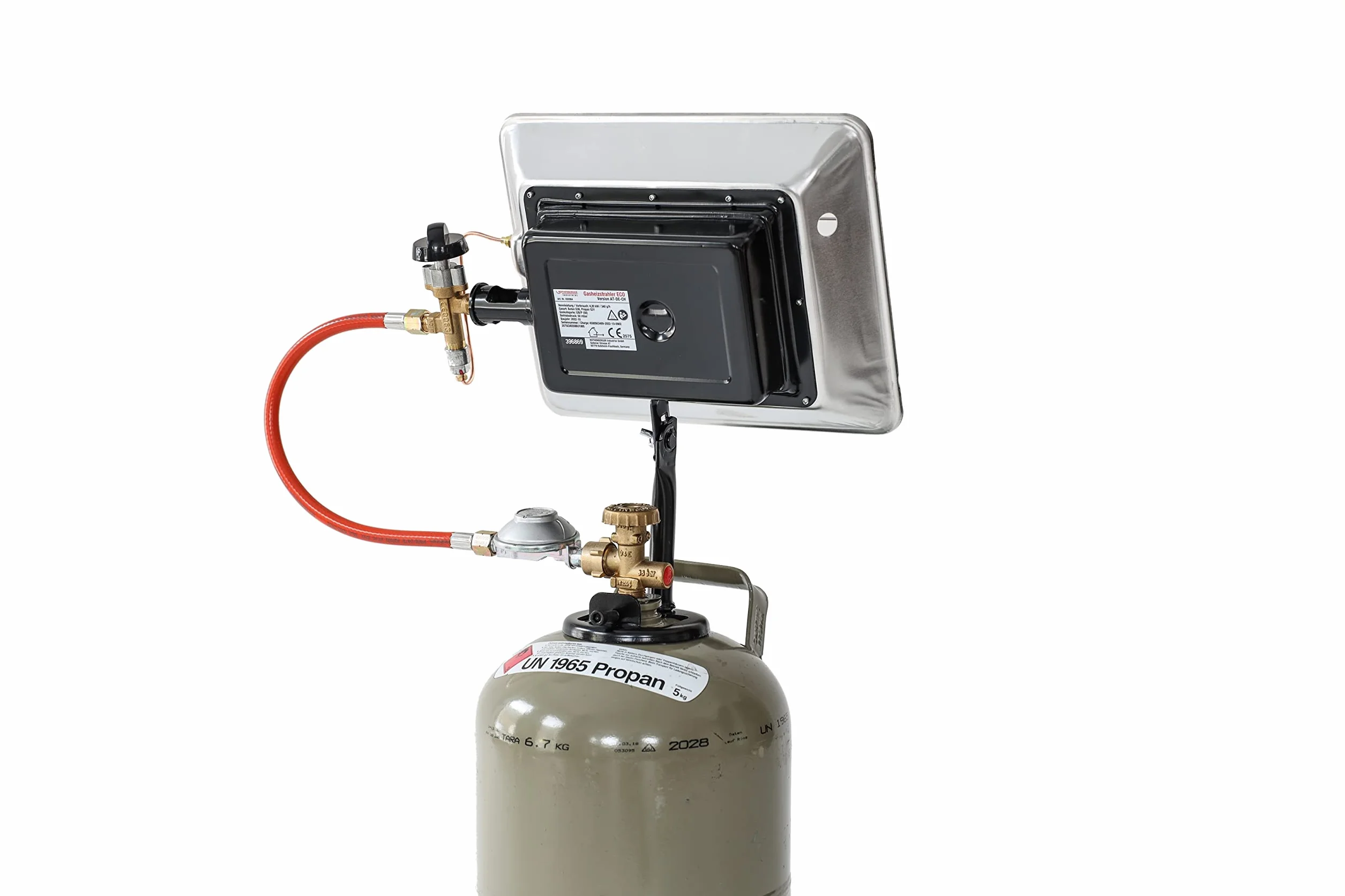 ROTHENBERGER Heiz – Strahler inkl. Schlauch & Regler Gasheizstrahler, Aufsatzheizstrahler, betrieben mit Propan - Gas Für 5 Kg oder 11 Kg Flaschen, 35984