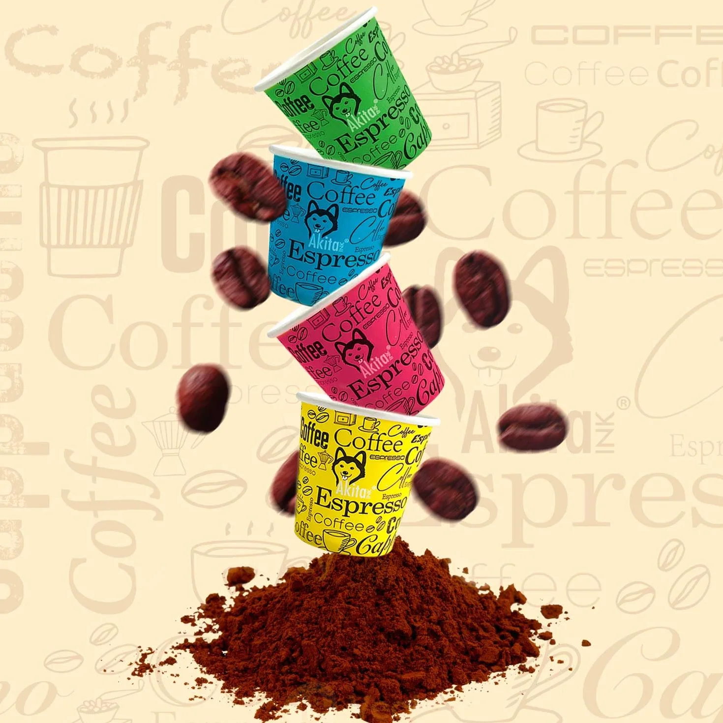 Bicchierini caffè 75 ml biodegradabili biocompostabili usa e getta ecosostenibili