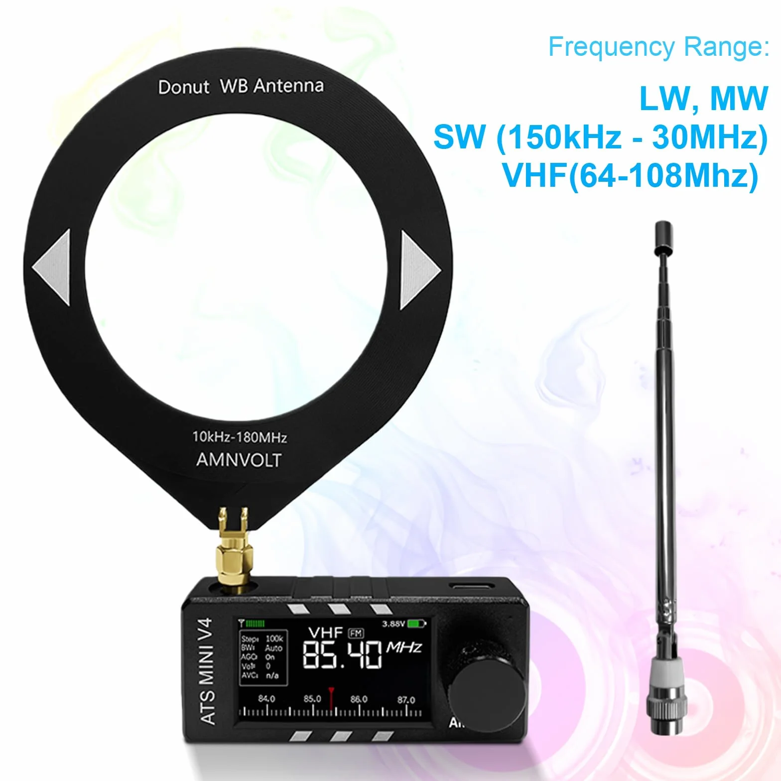 Ricevitore DSP portatile full-band mini radio V4 ATS con amplificatore cuffie e schermo IPS 1,9" per esterni
